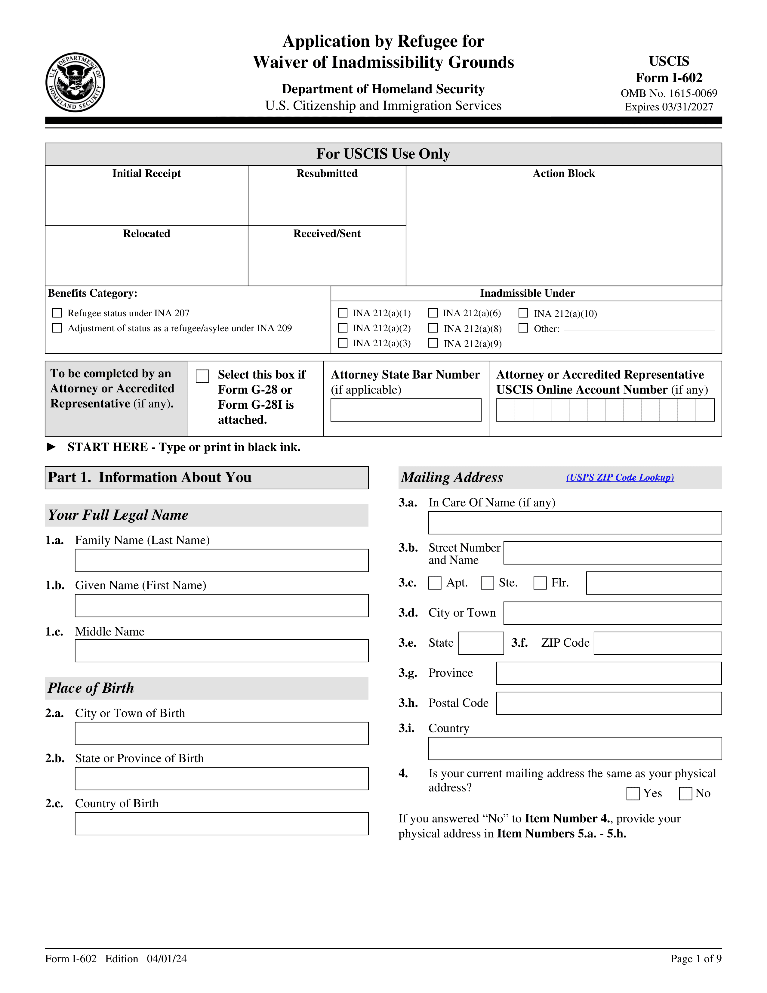 i-602 form