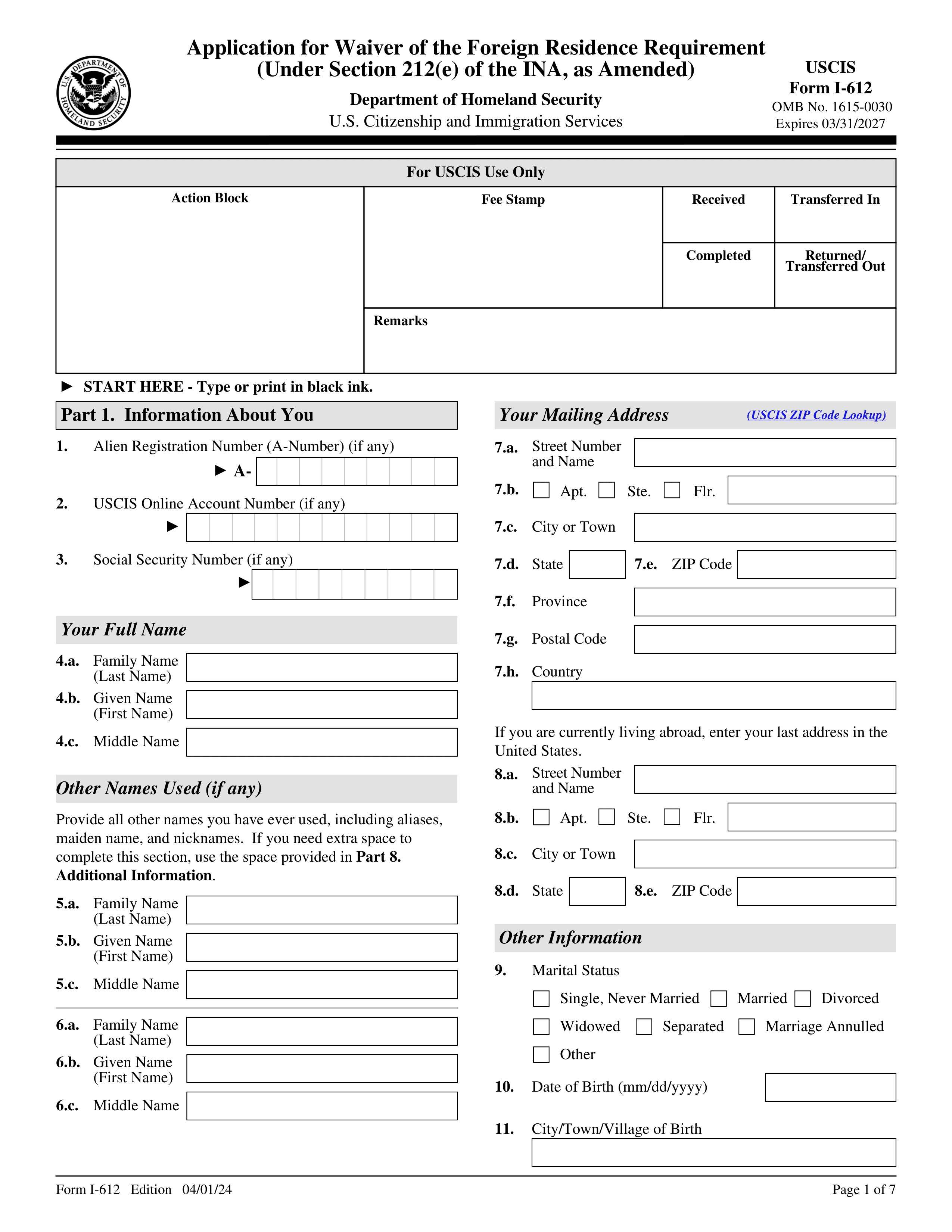 i-612 form