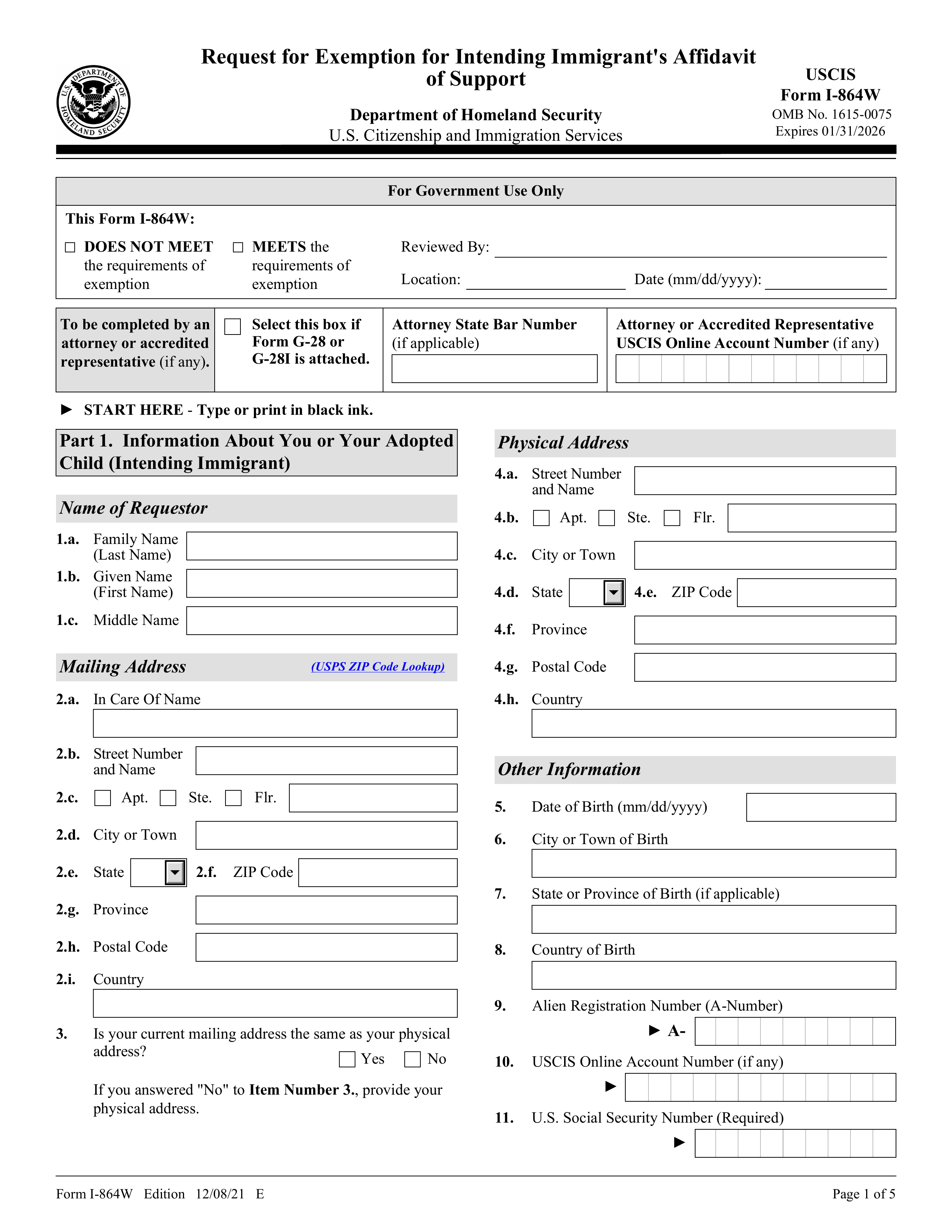 i-864w form