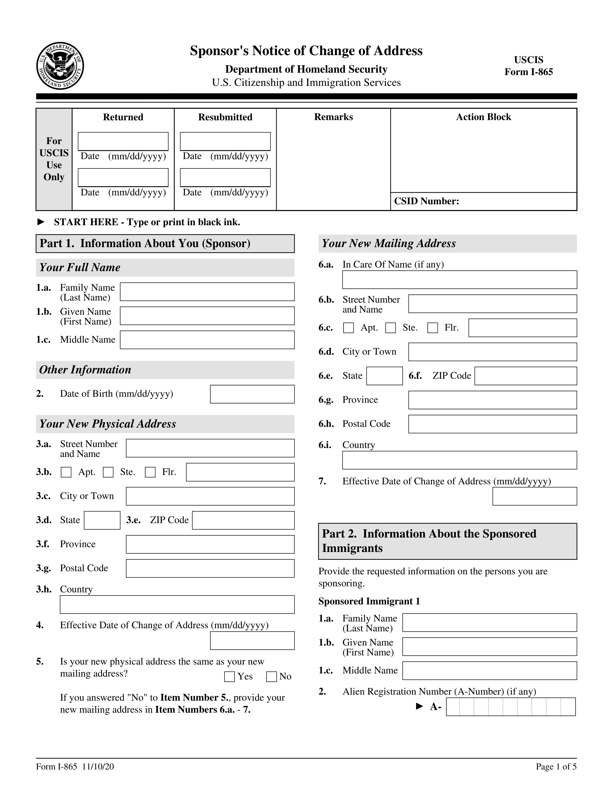 i-865 form