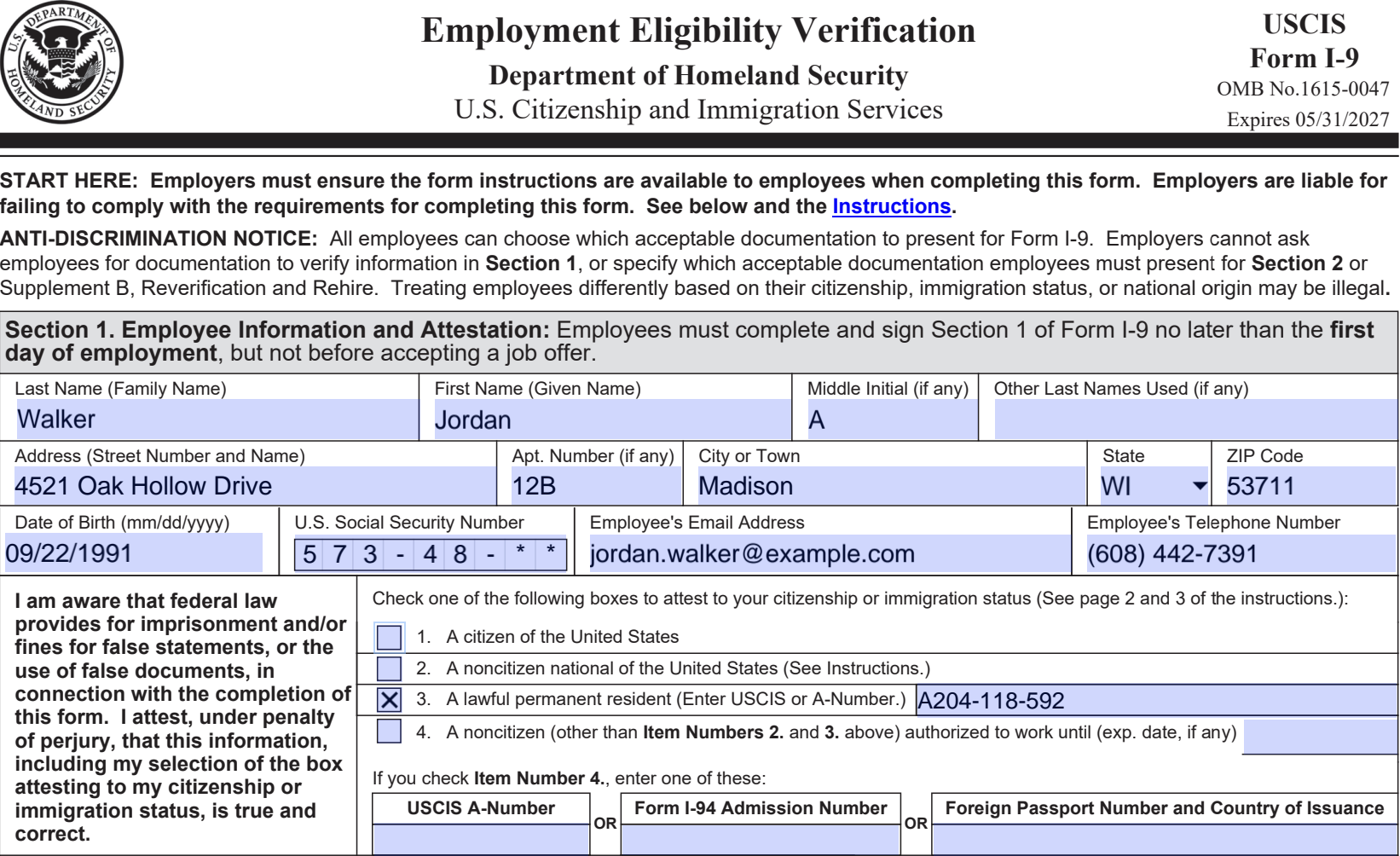 I-9 form 2025