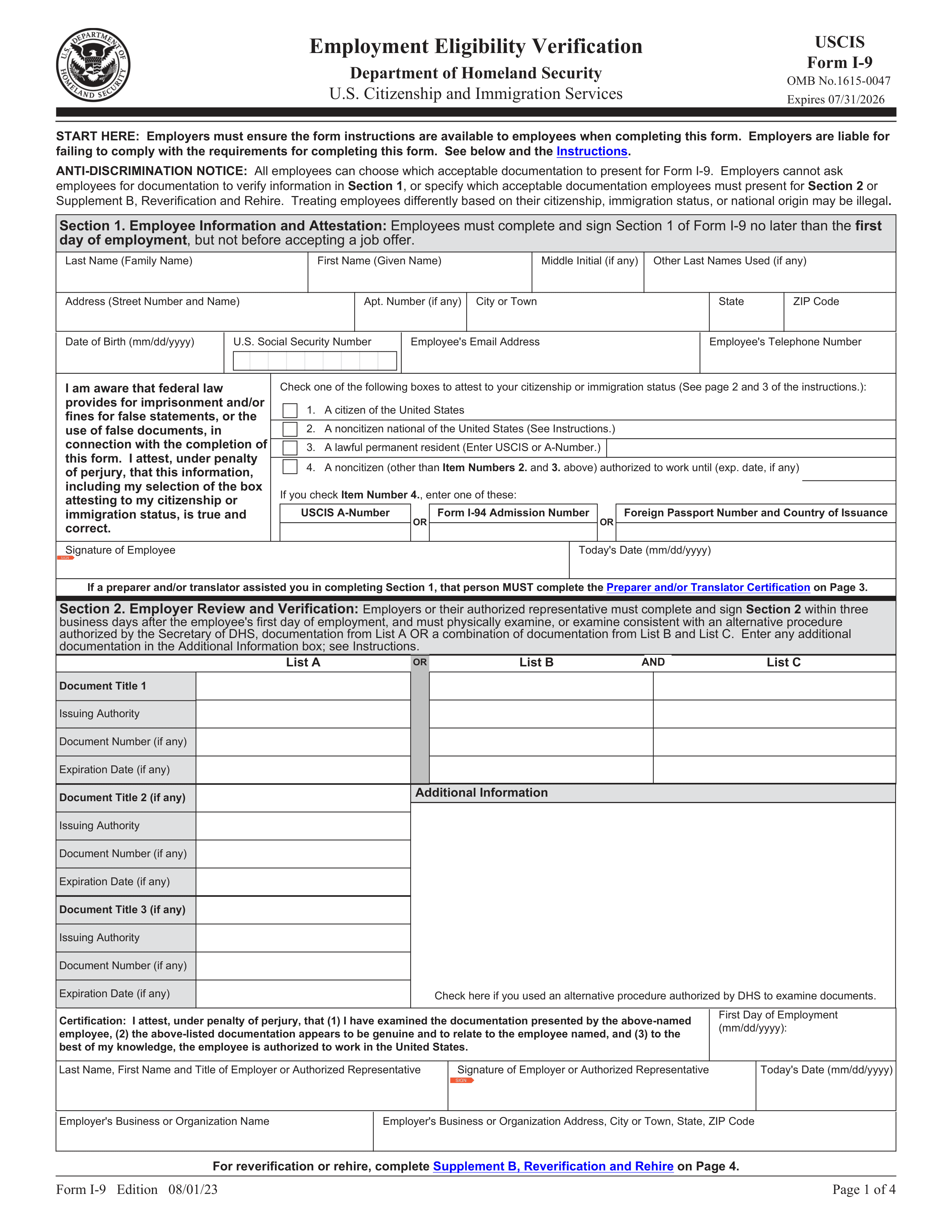 I-9 Form 2023-2024 - Fill, Edit, and Download - PDF Guru