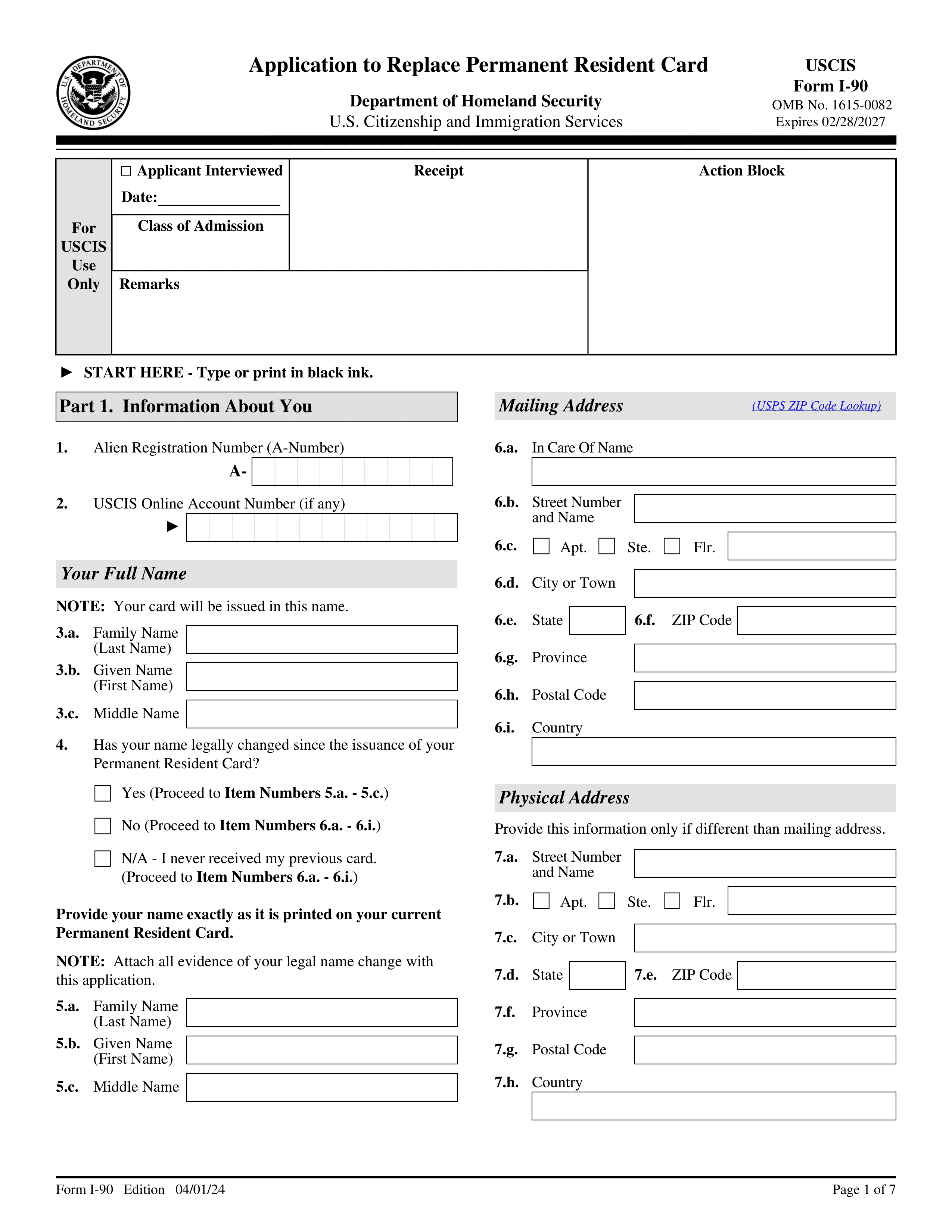 i-90 form