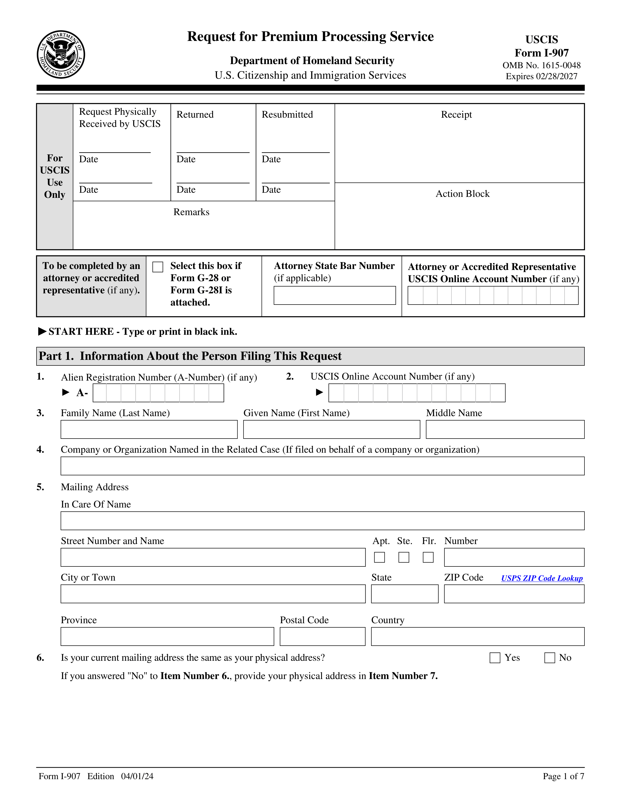 Form I-907 2023-2024 - Fill Out Official Forms - PDF Guru