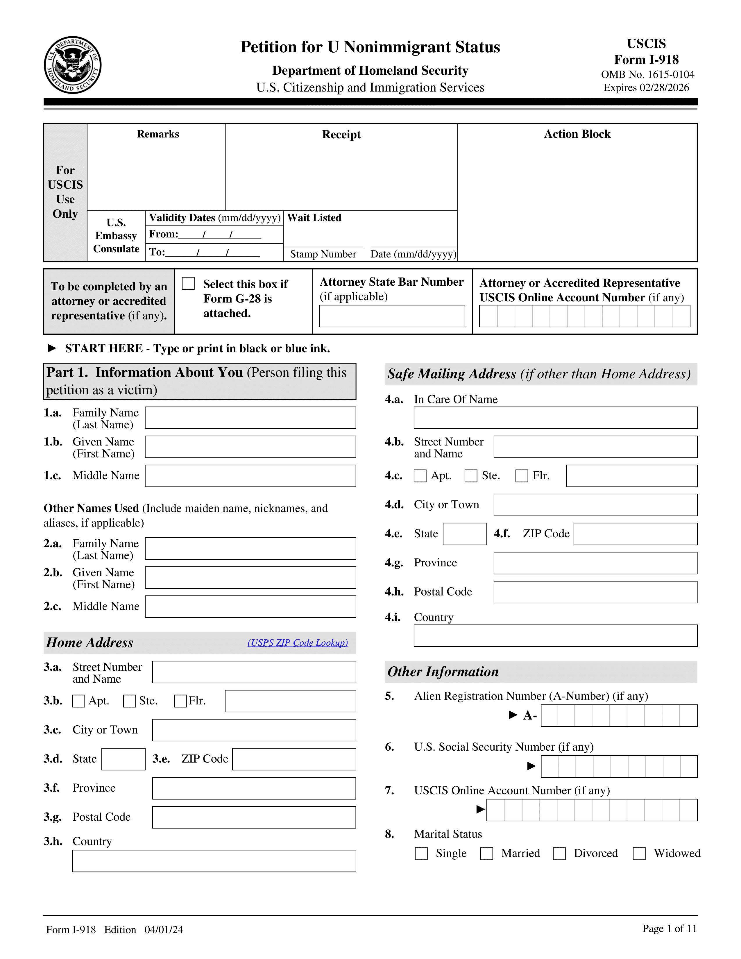 Form I-918 2023-2024 - Fill Forms Easily - PDF Guru