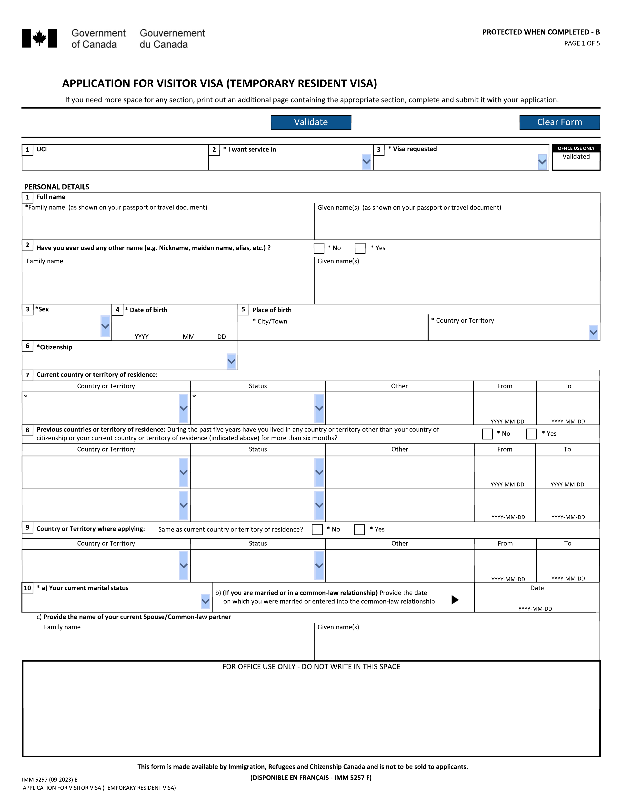 imm-5257 form