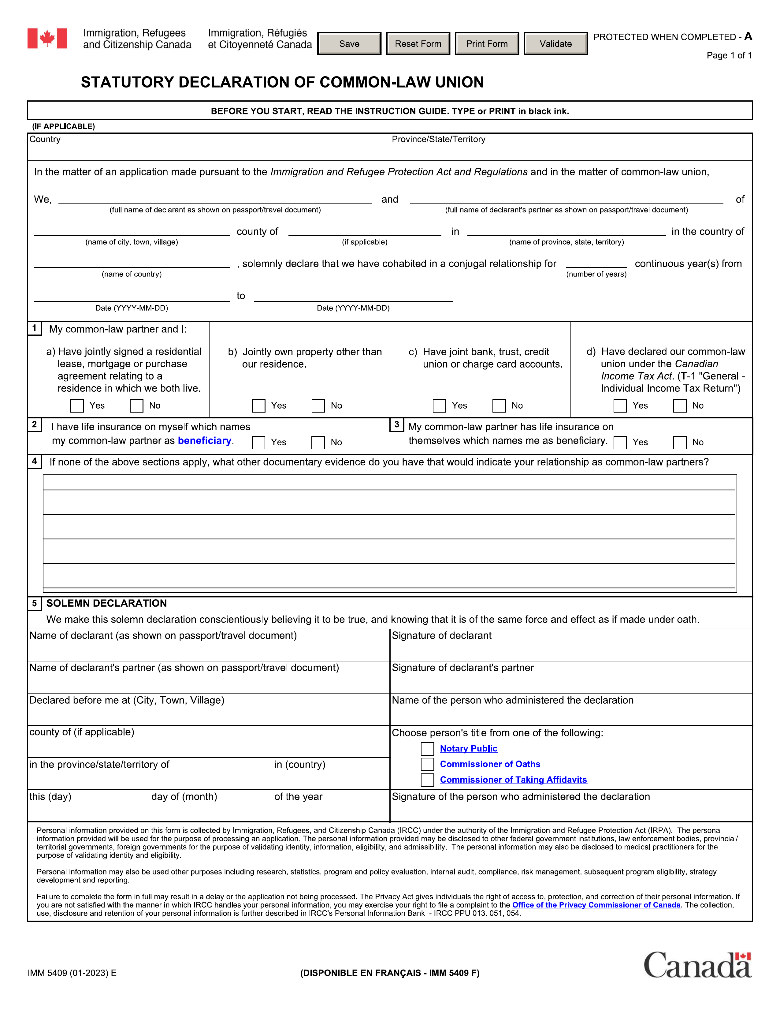 imm-5409 form