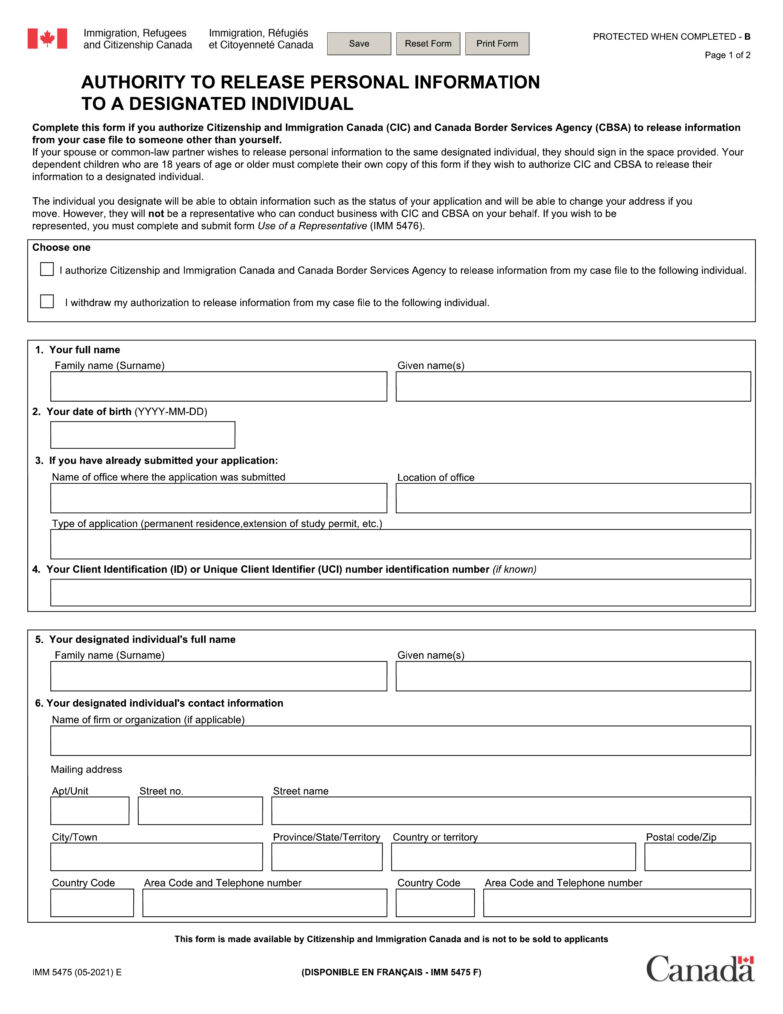 imm-5475 form
