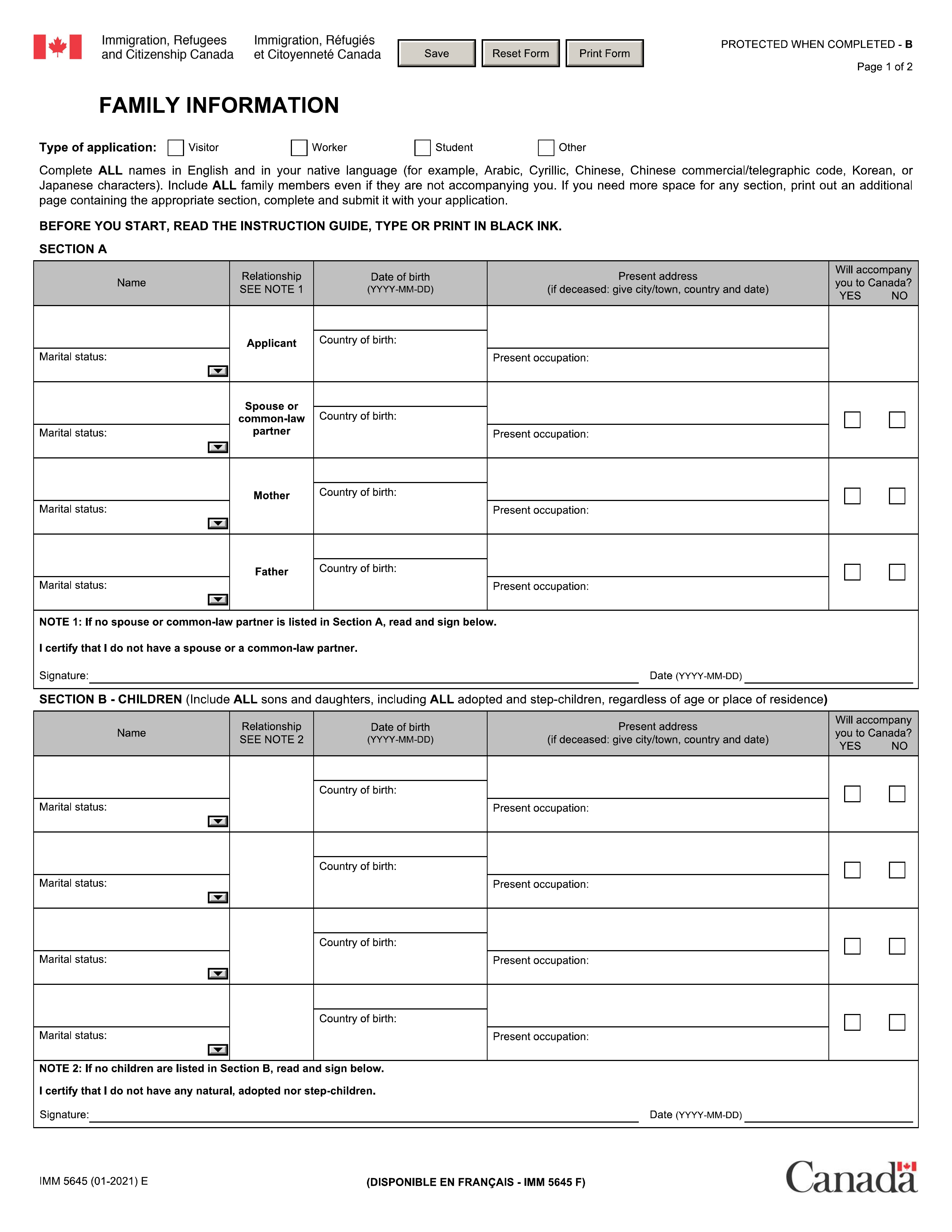imm-5645 form