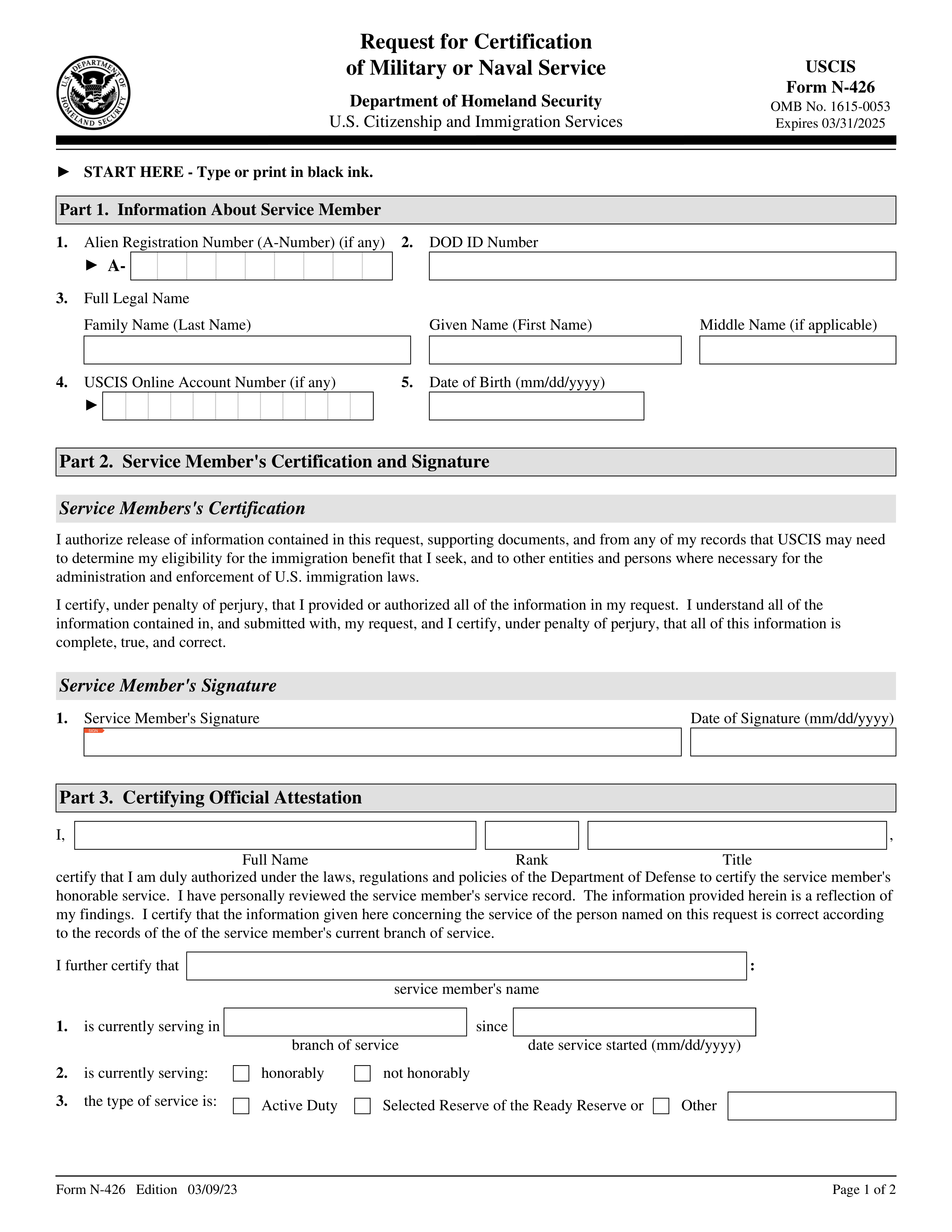 n-426 form