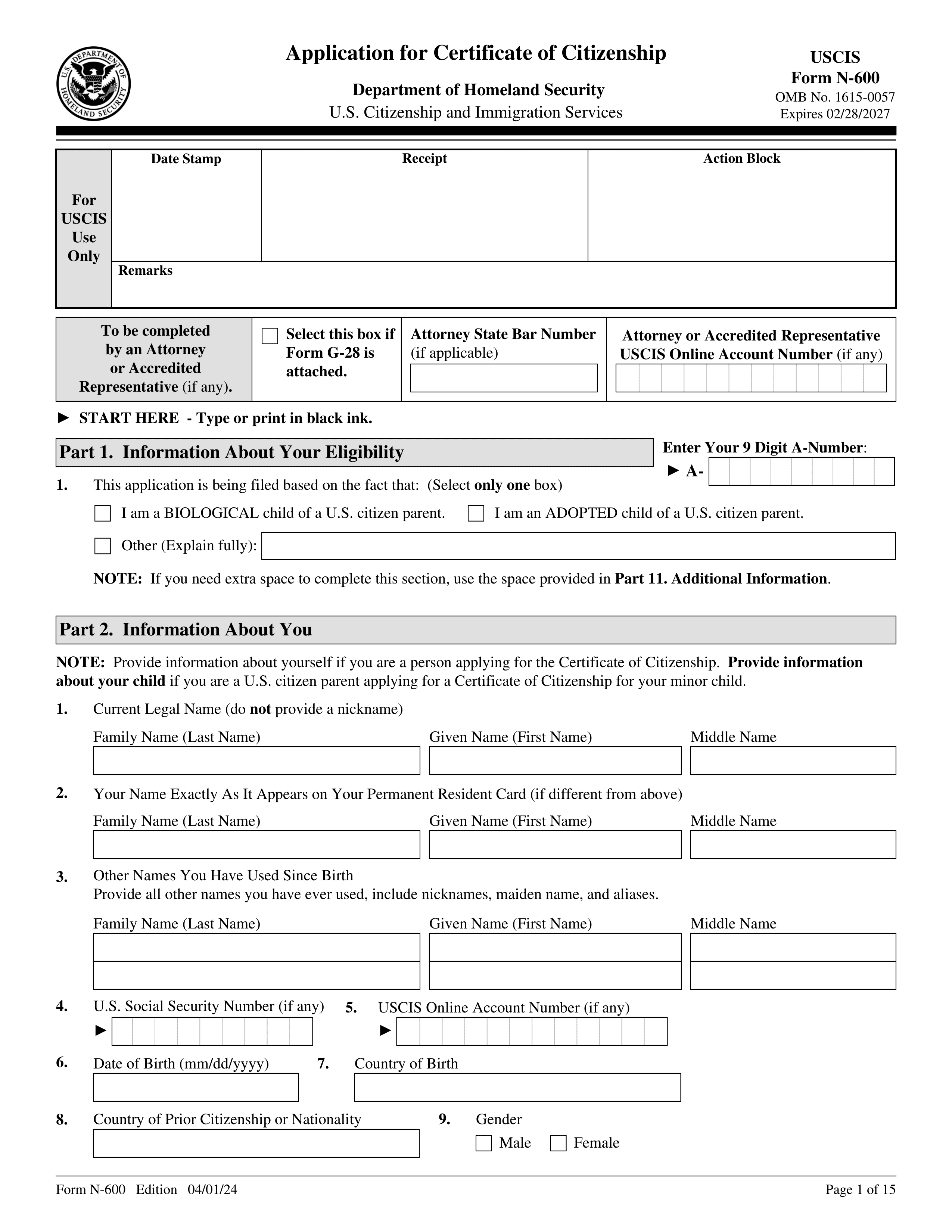 n-600 form