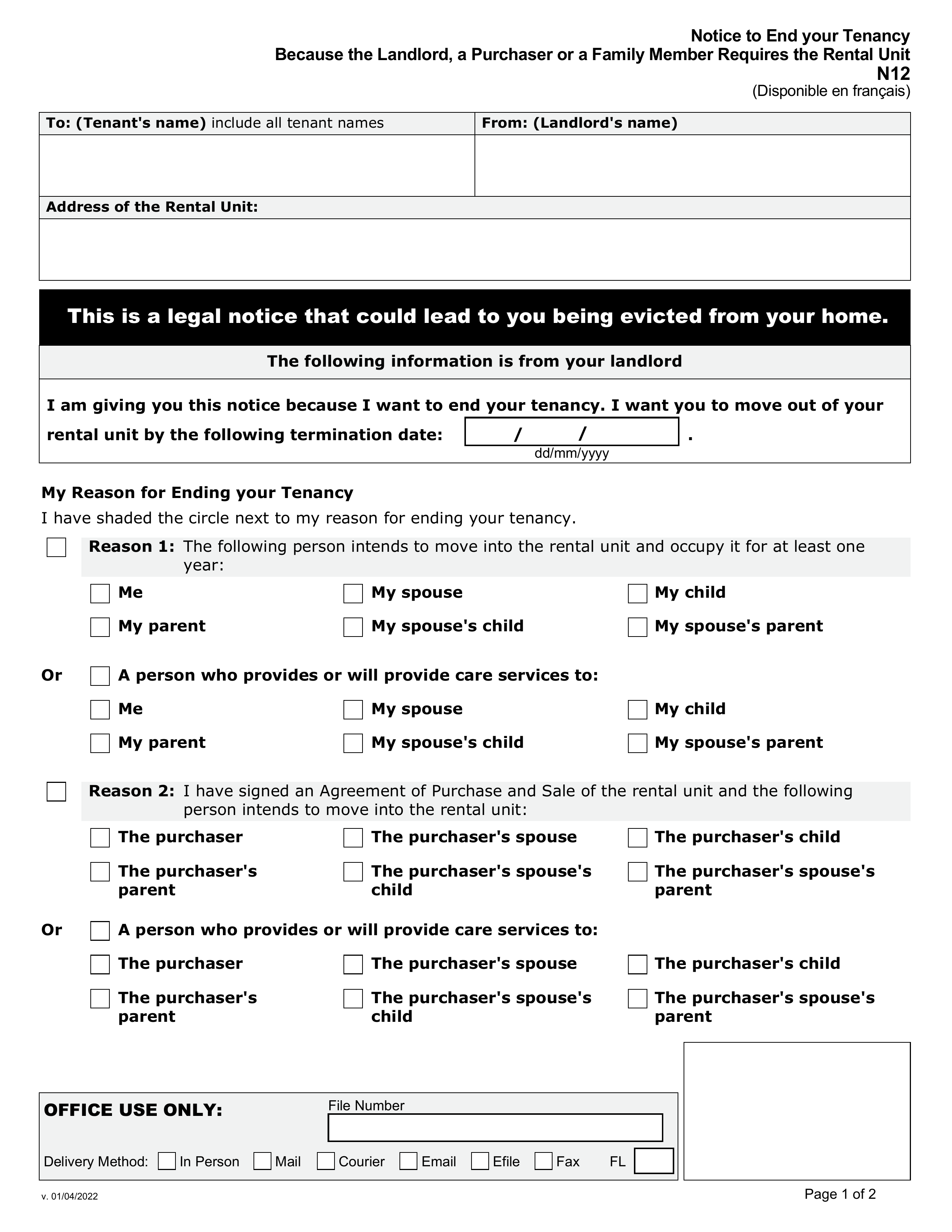 n12 form