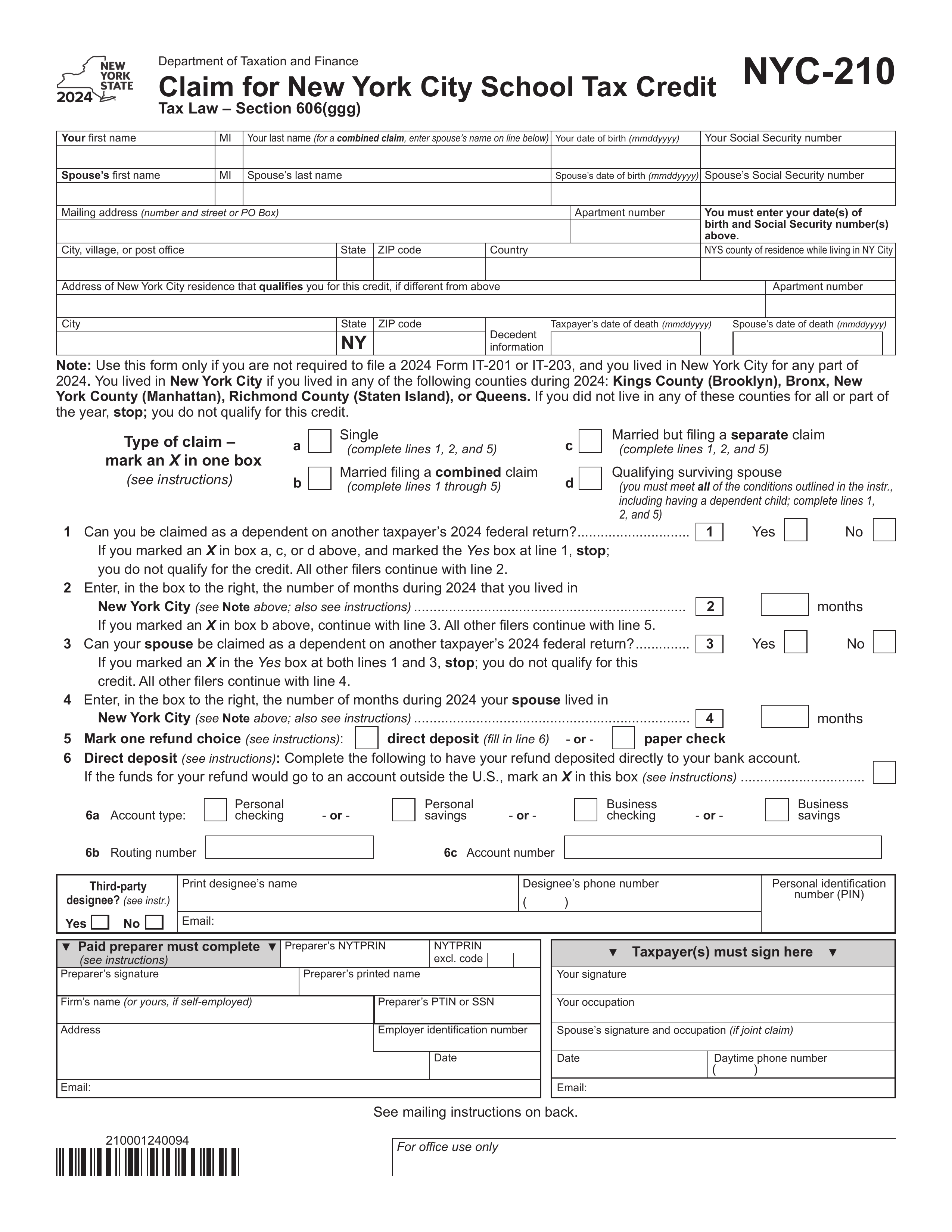 nyc-210 form