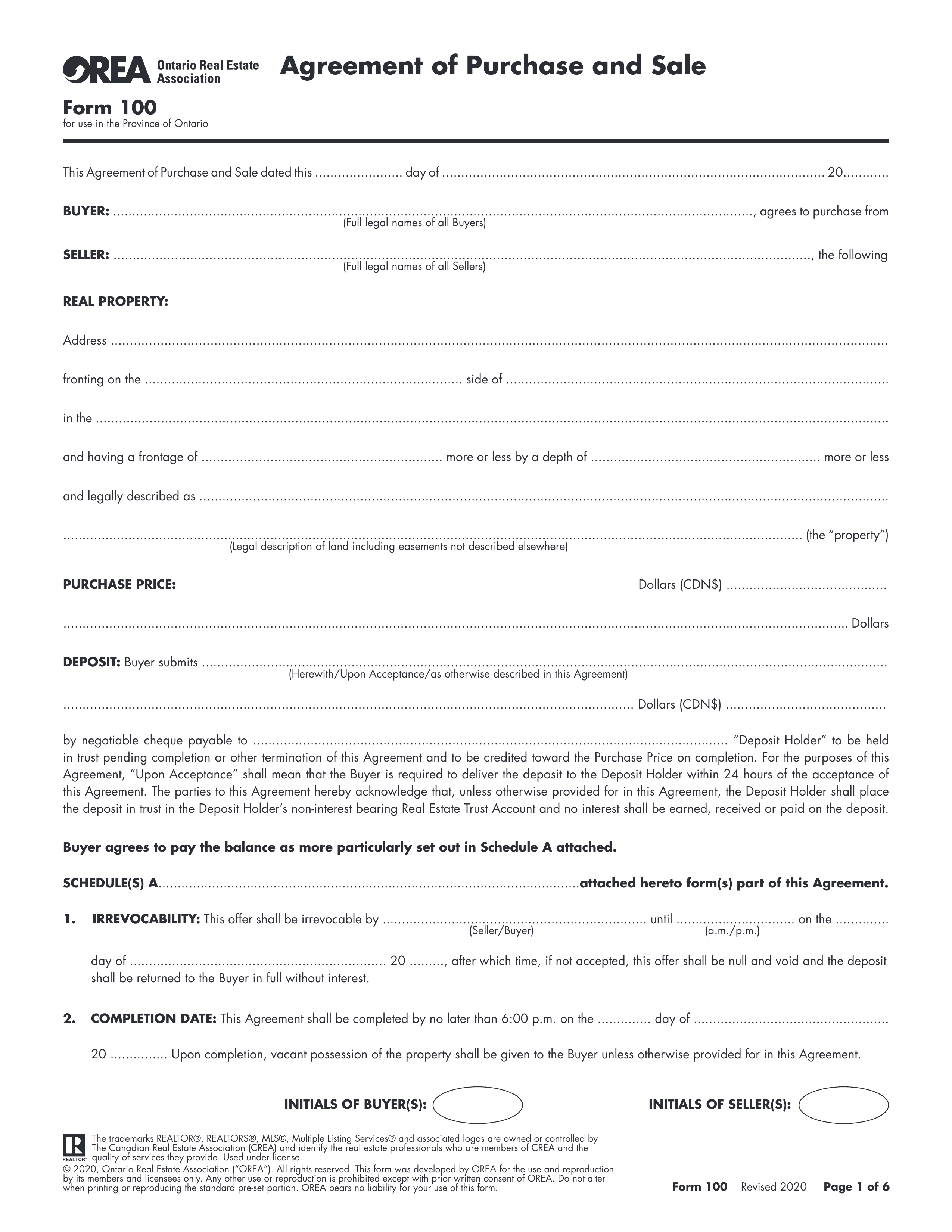 orea-100 form
