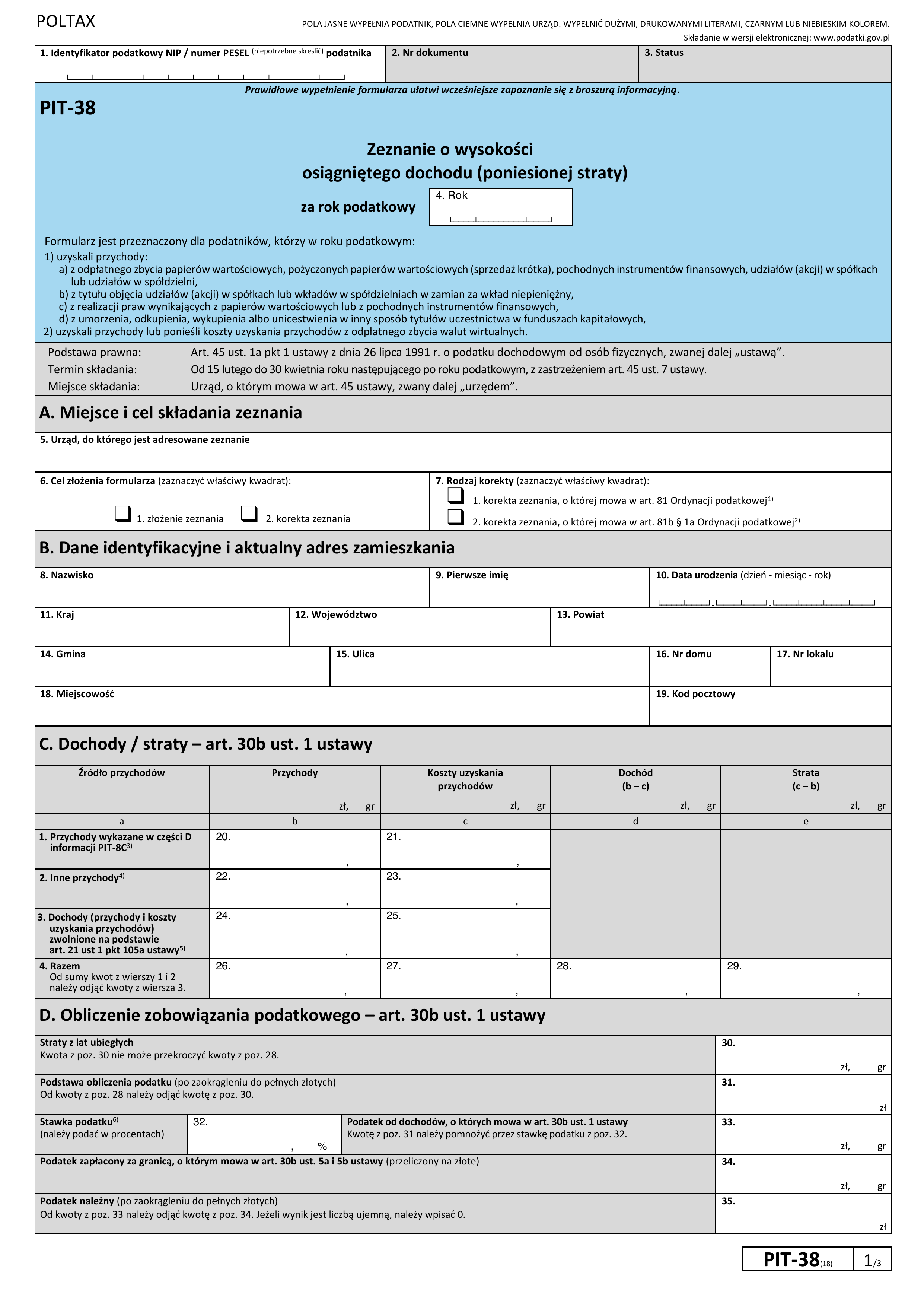 pit-38 form