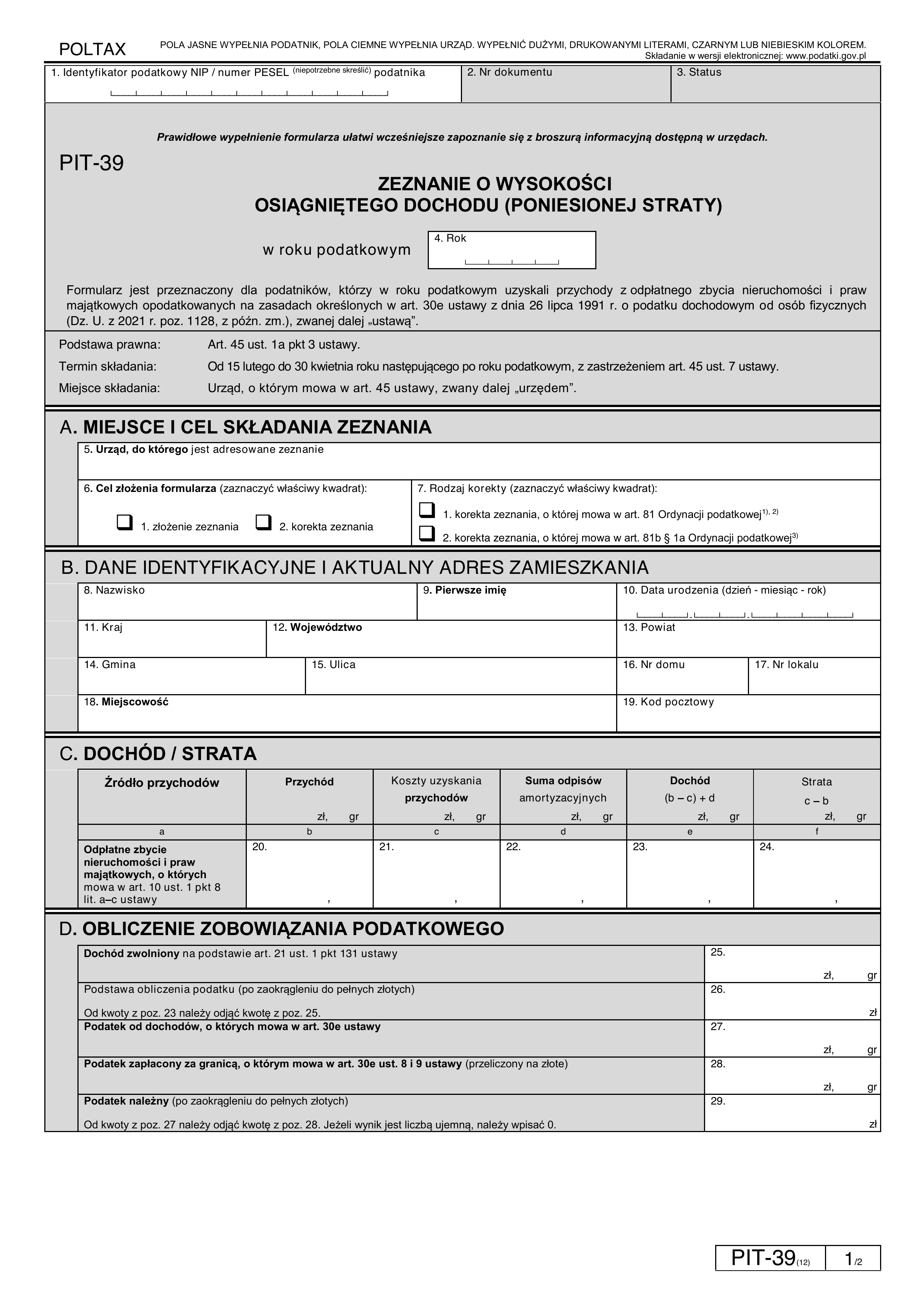 pit-39 form