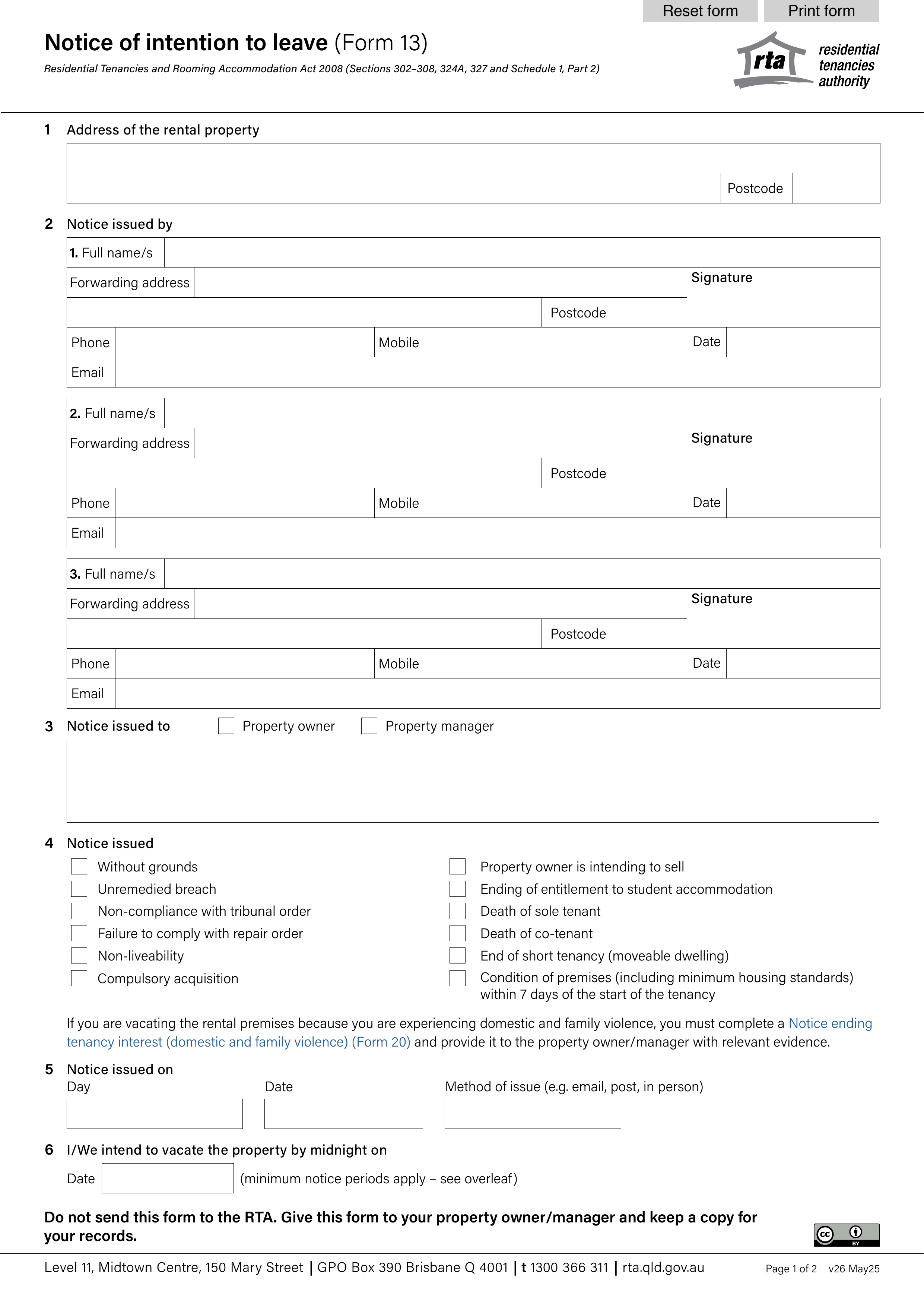 rta-13 form