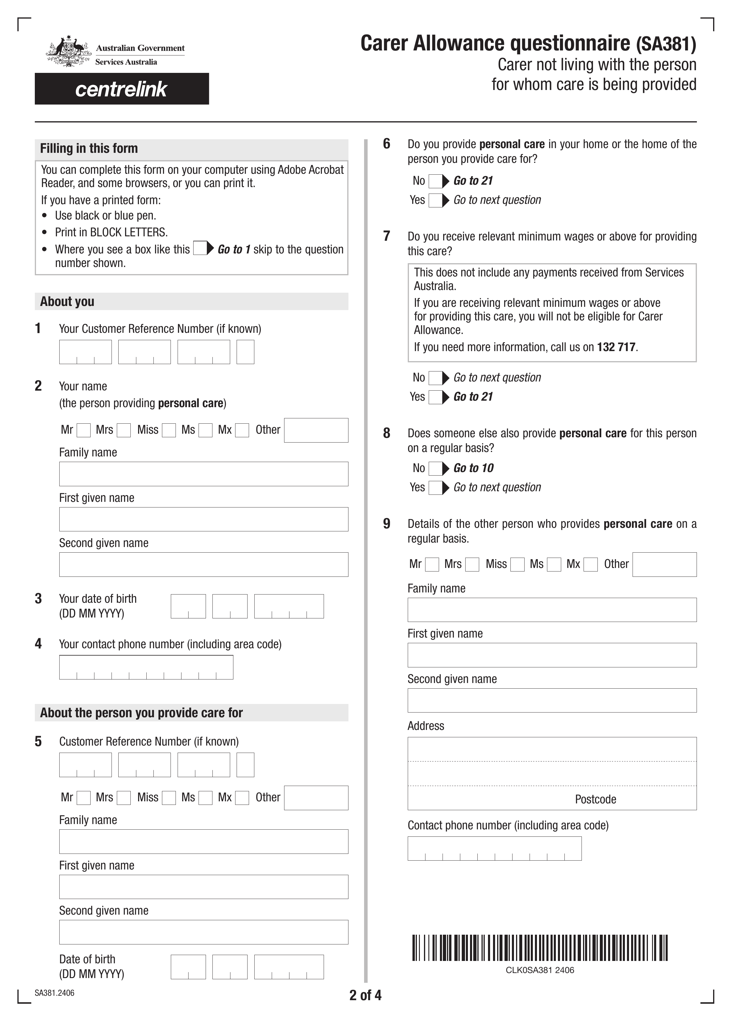 sa381 form