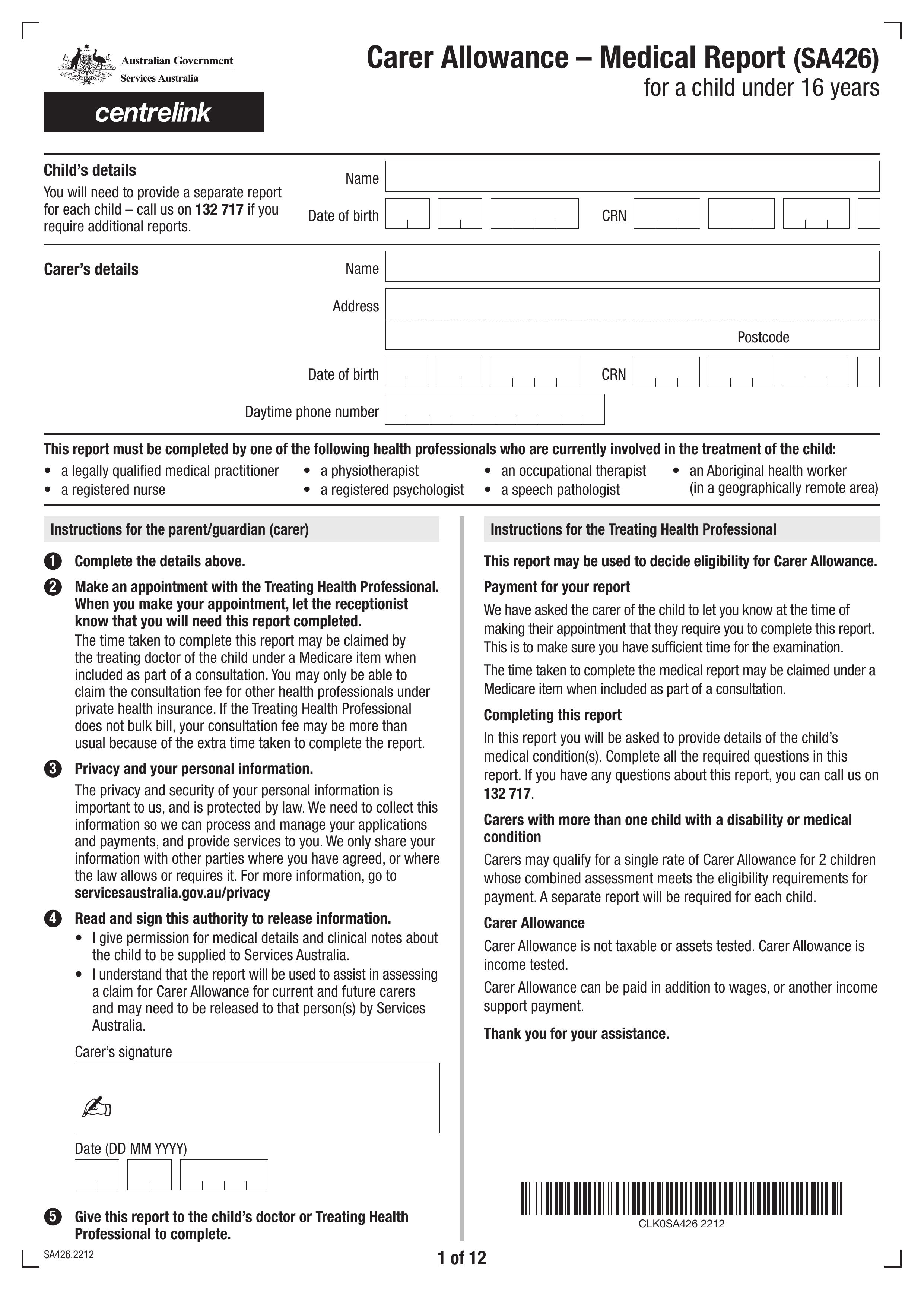 Fill Form SA426 2025 2026 Create Edit Forms Online