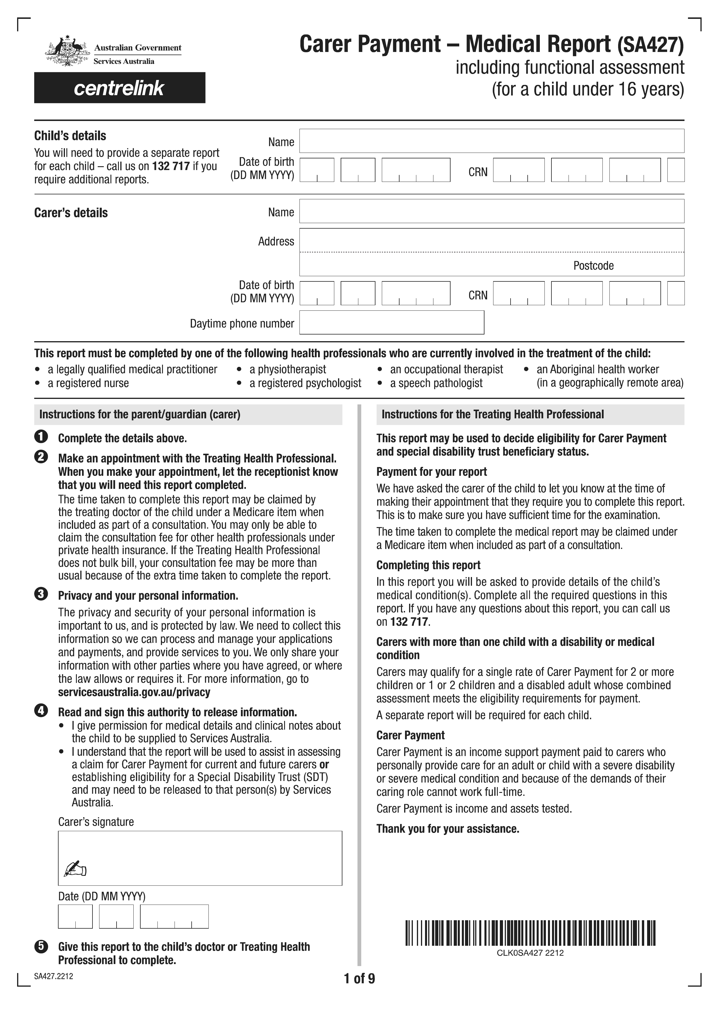 sa427 form