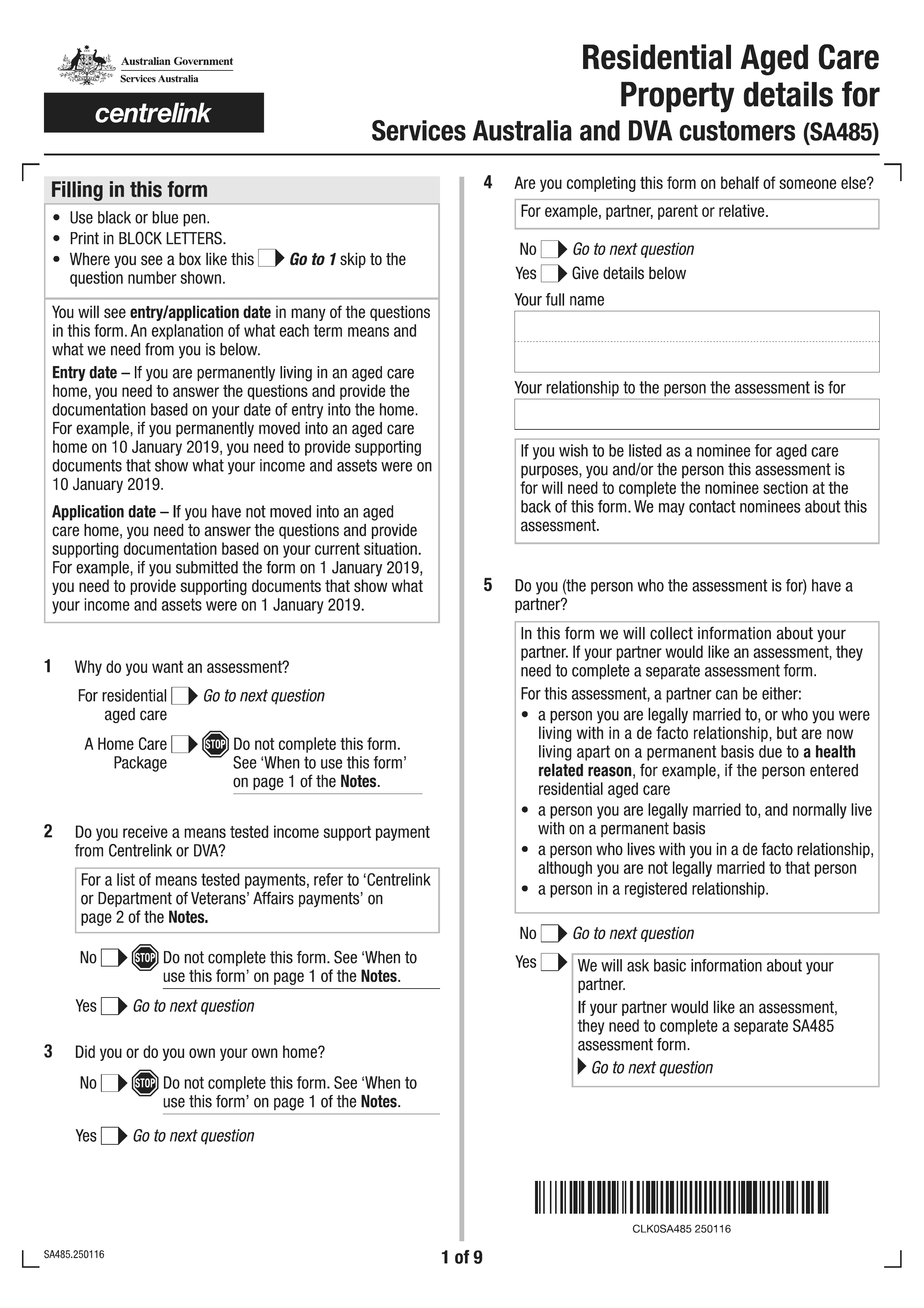 sa485 form