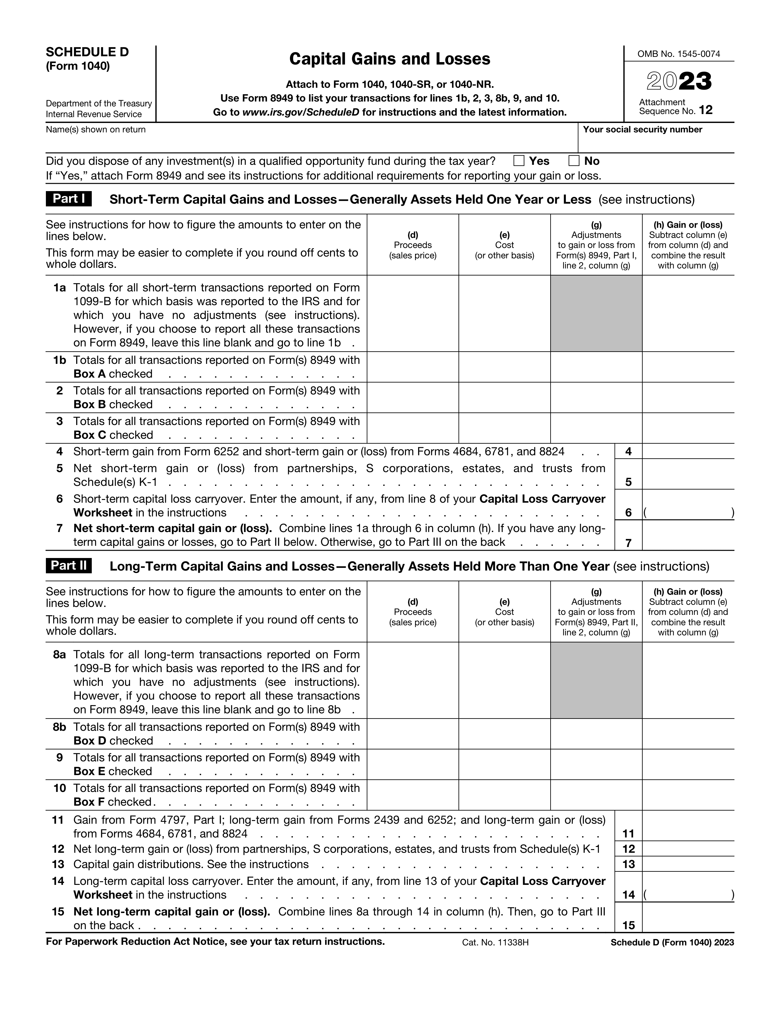 schedule-d-1040 form