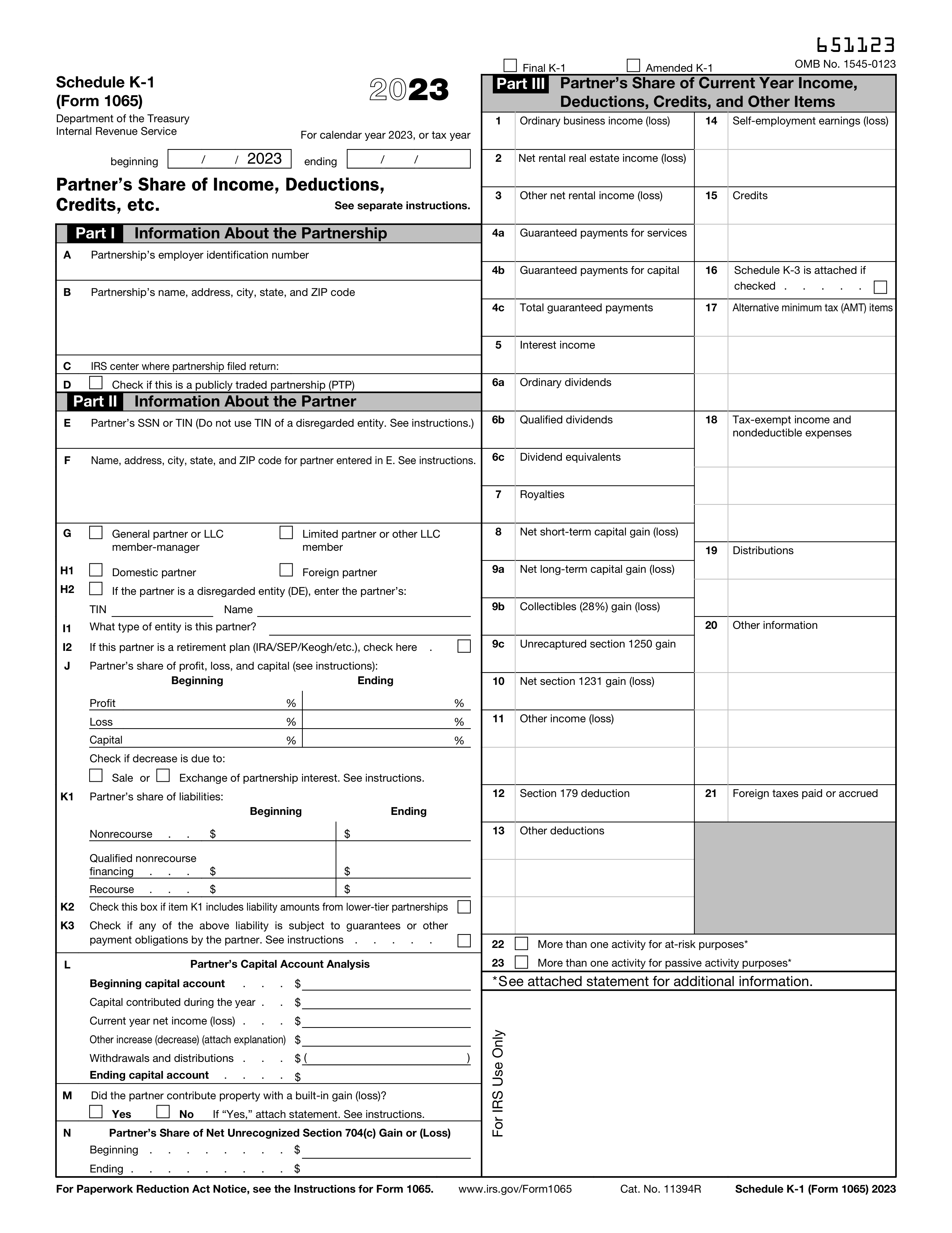 schedule-k-1-1065 form