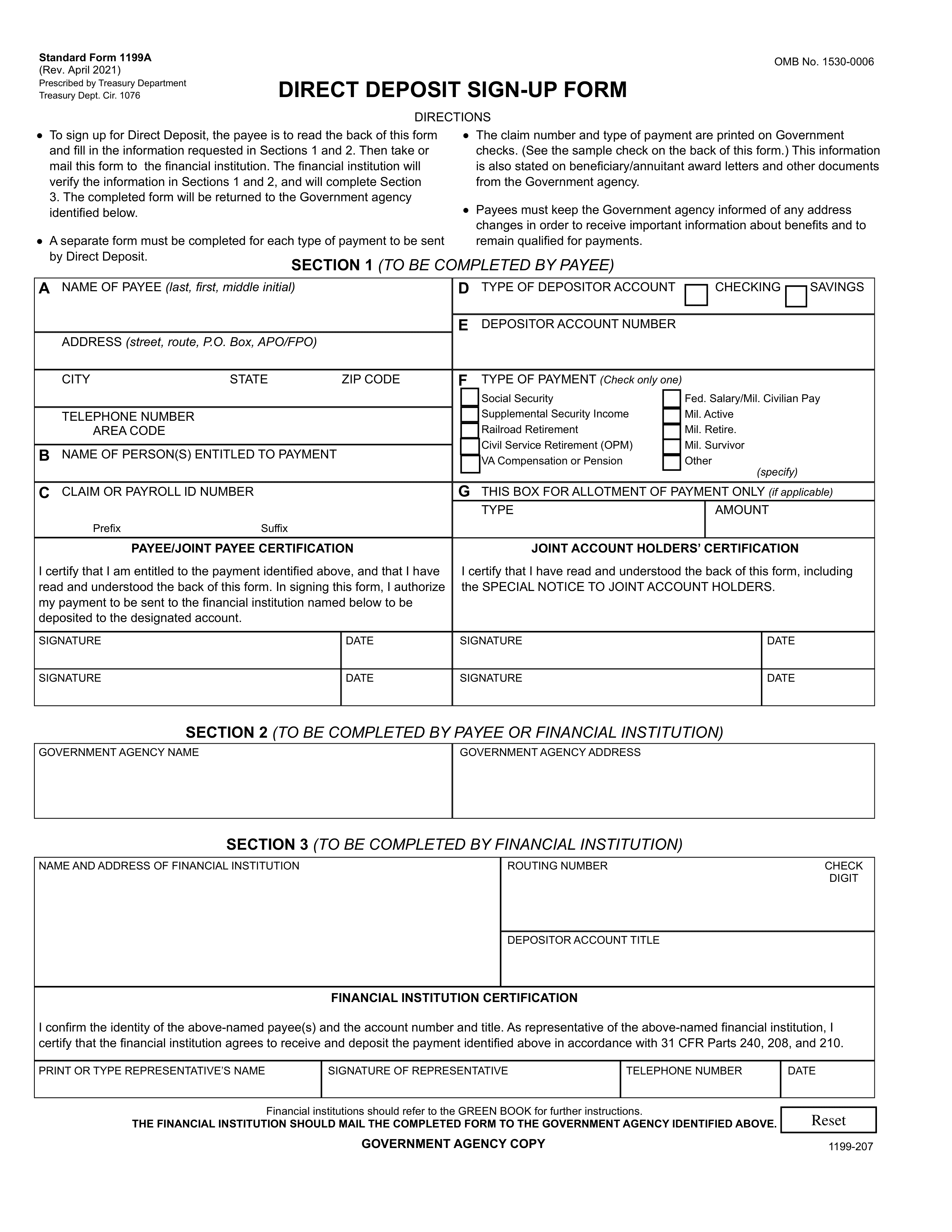 sf-1199a form