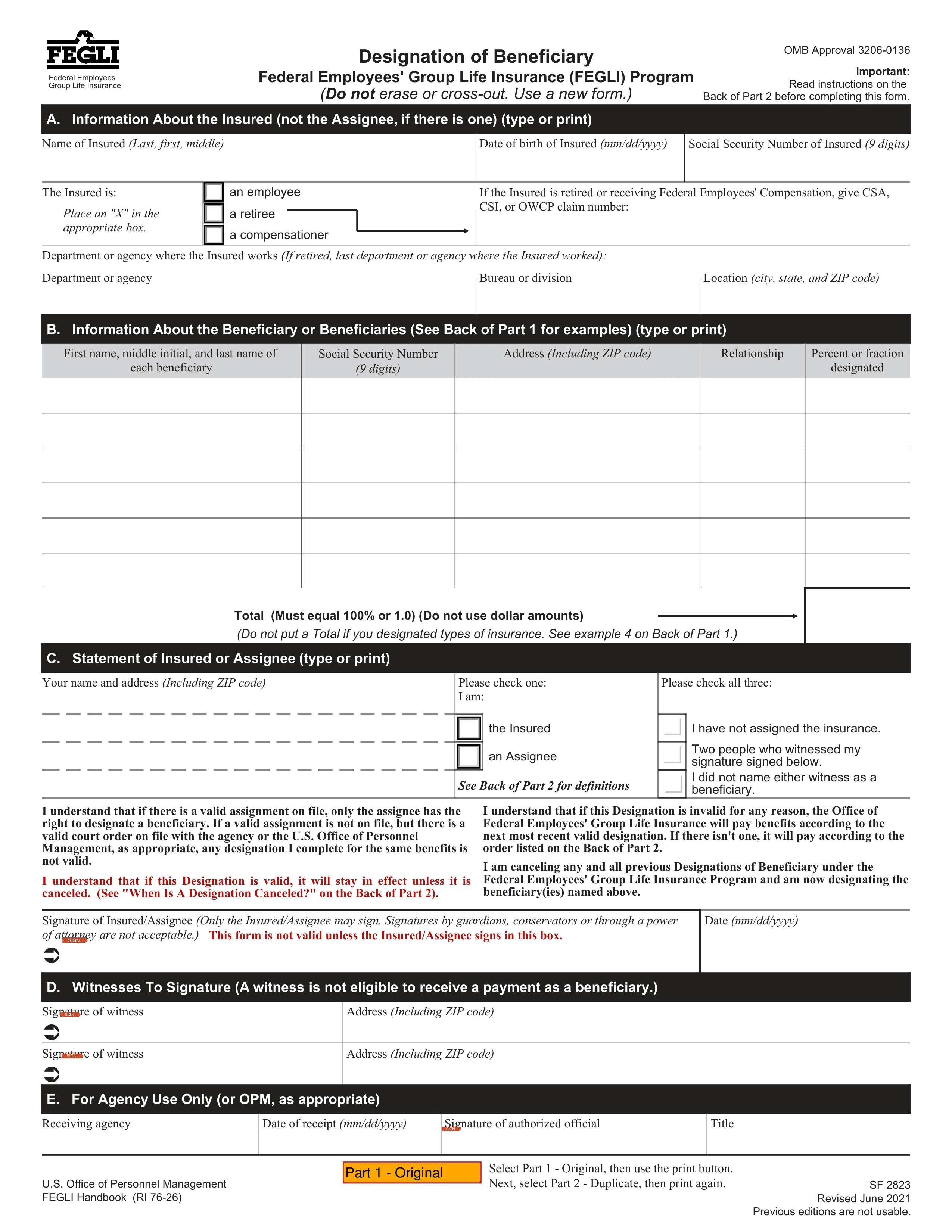 sf-2823 form