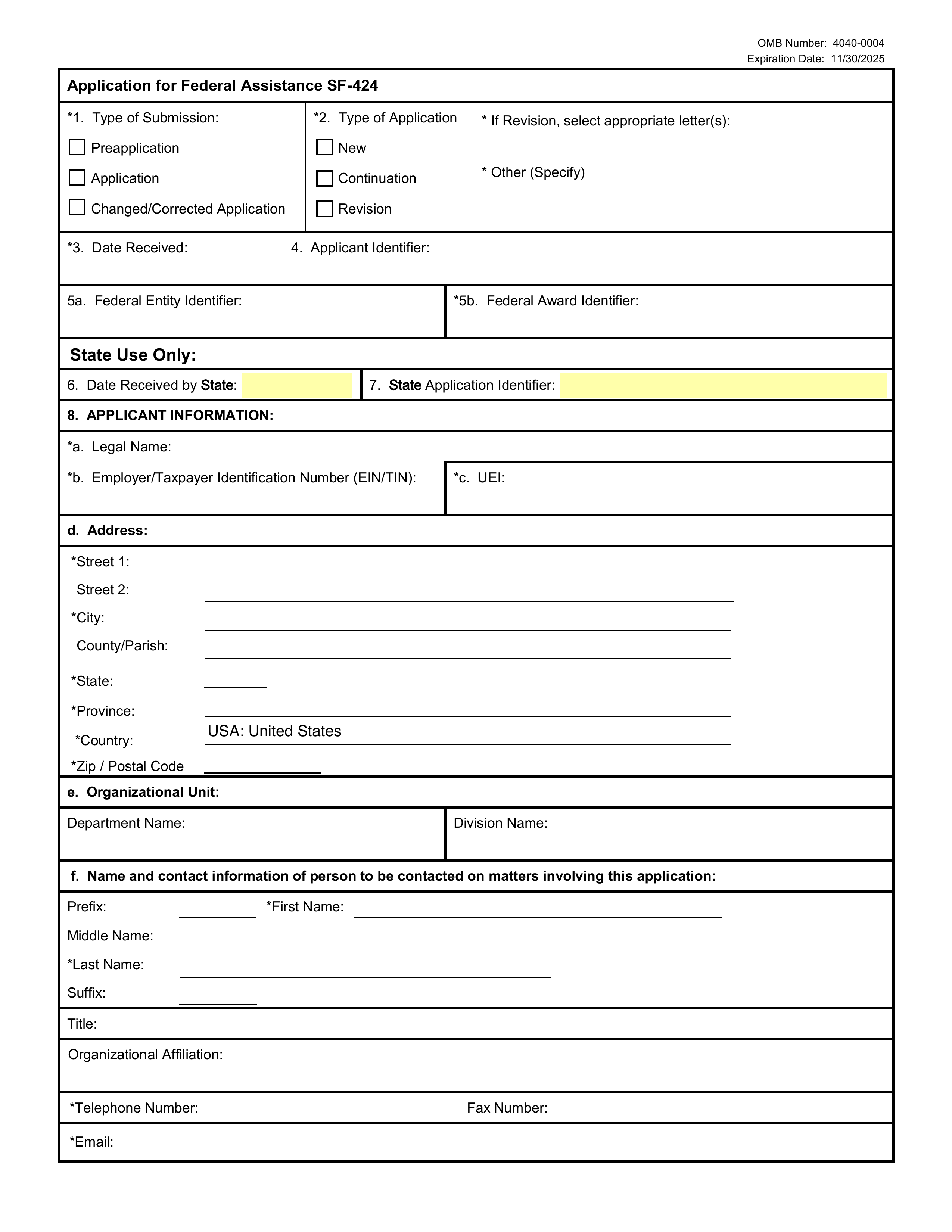 sf-424 form