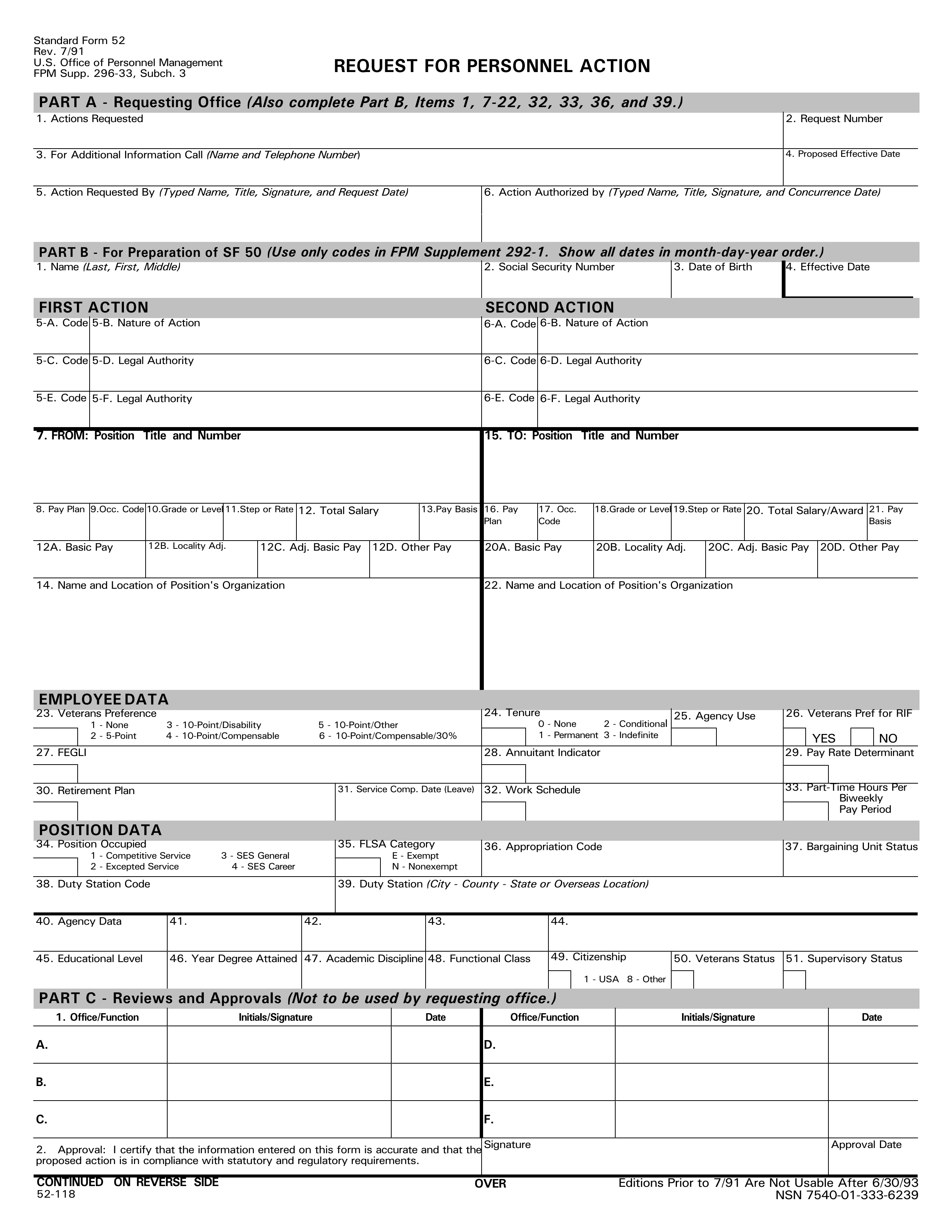 sf-52 form