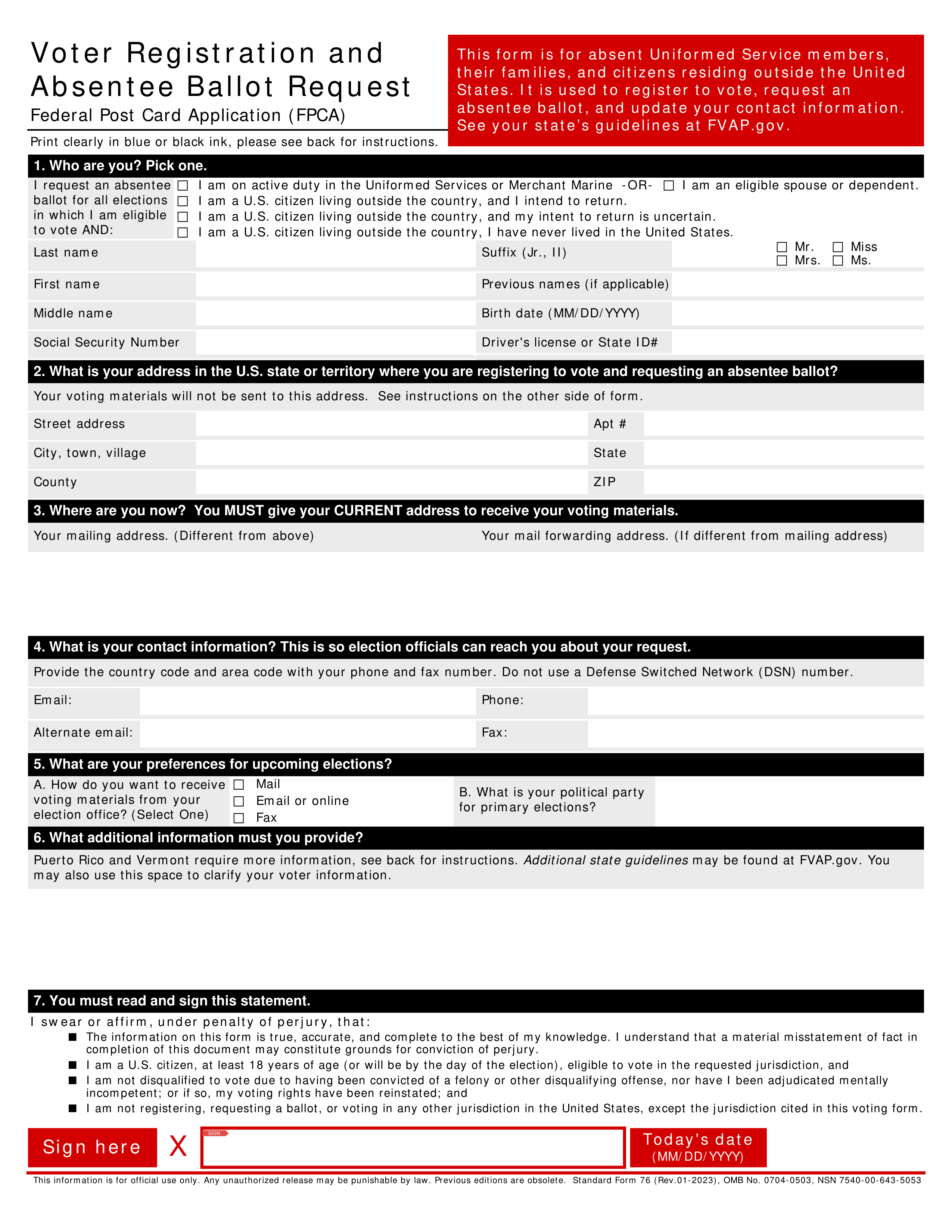 sf-76 form