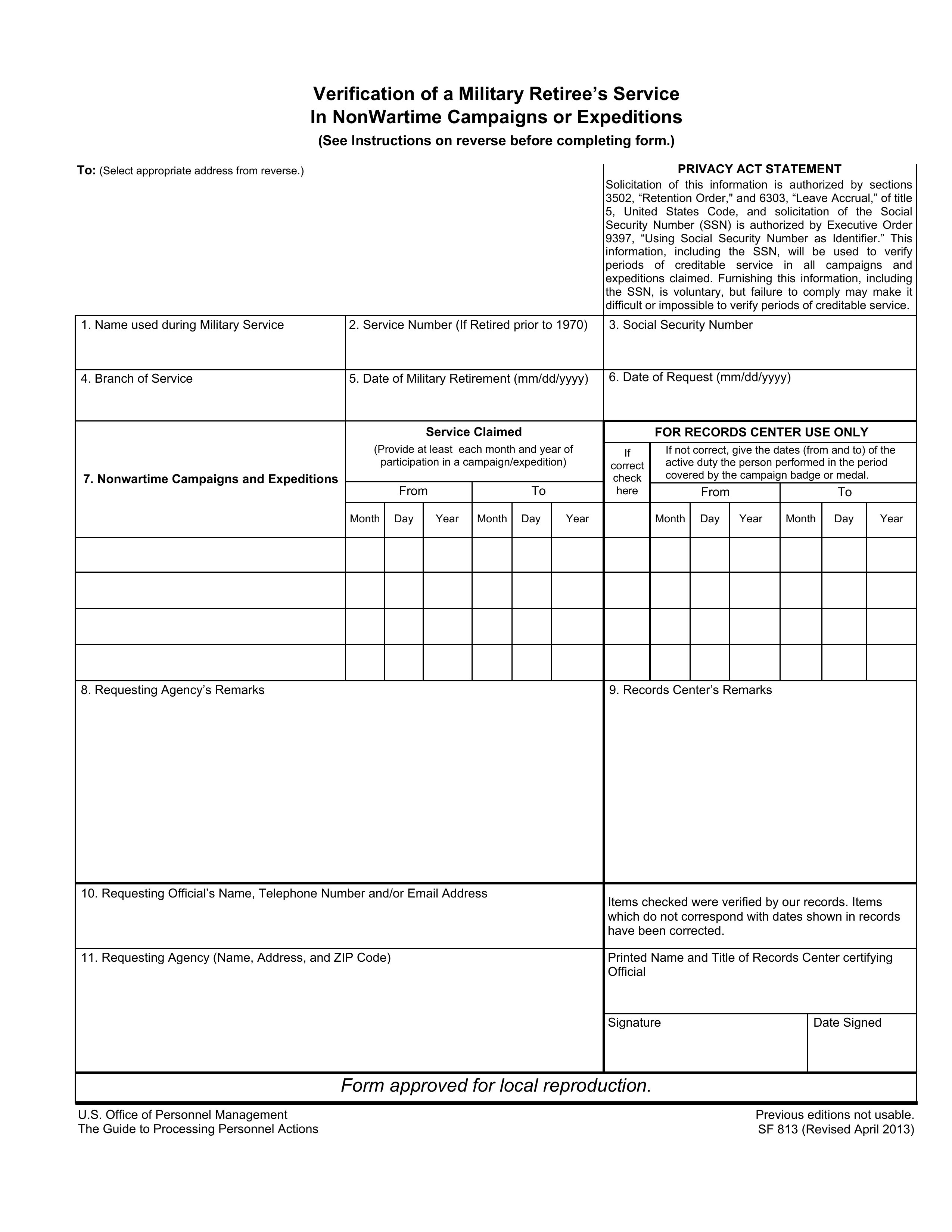 sf-813 form