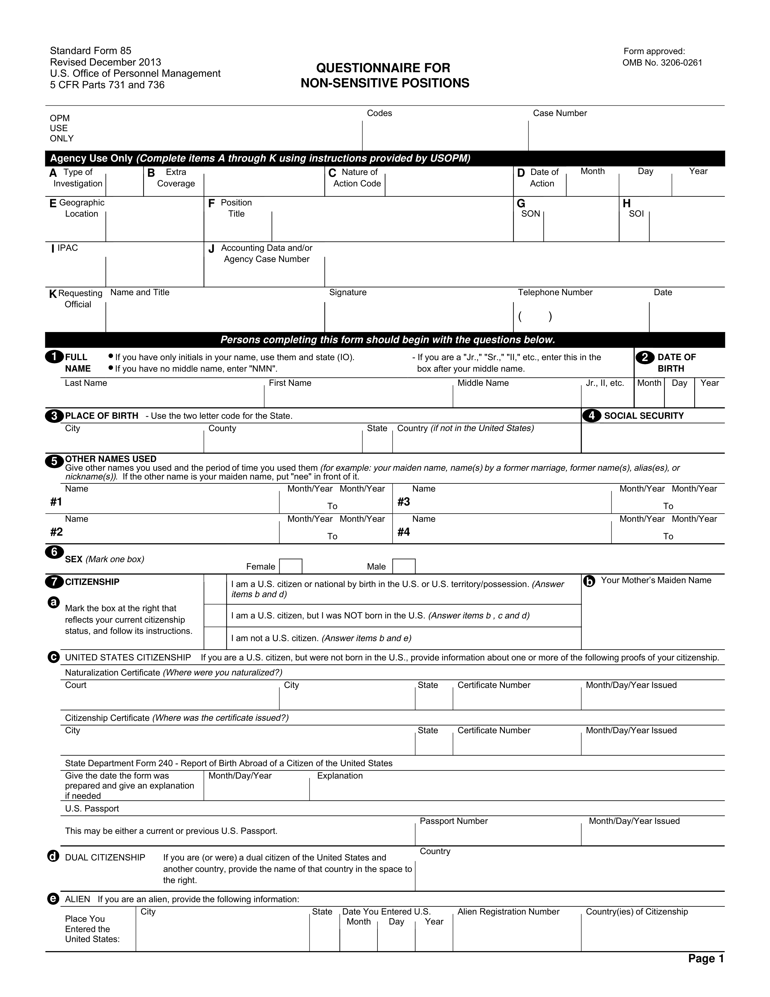 sf-85 form