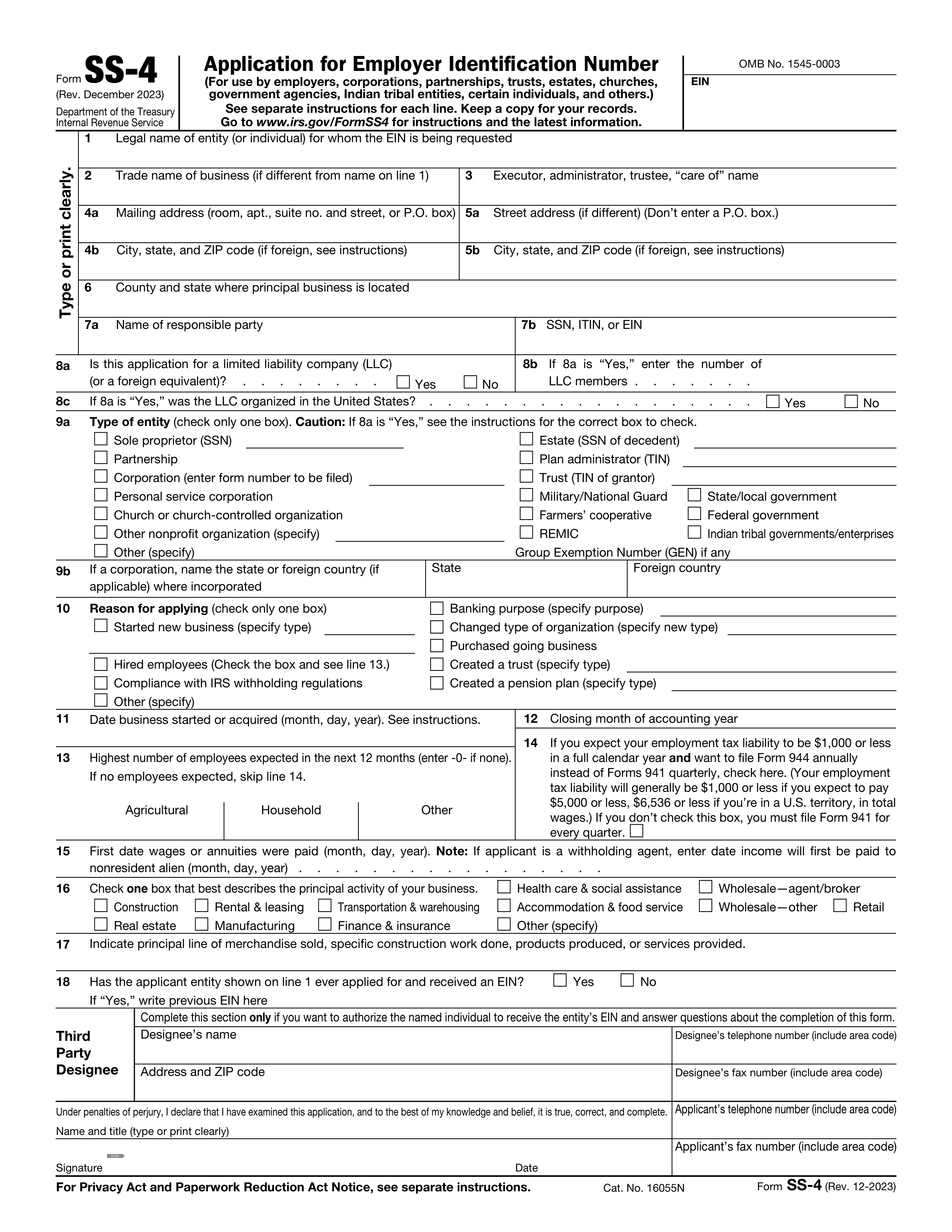 ss-4 form