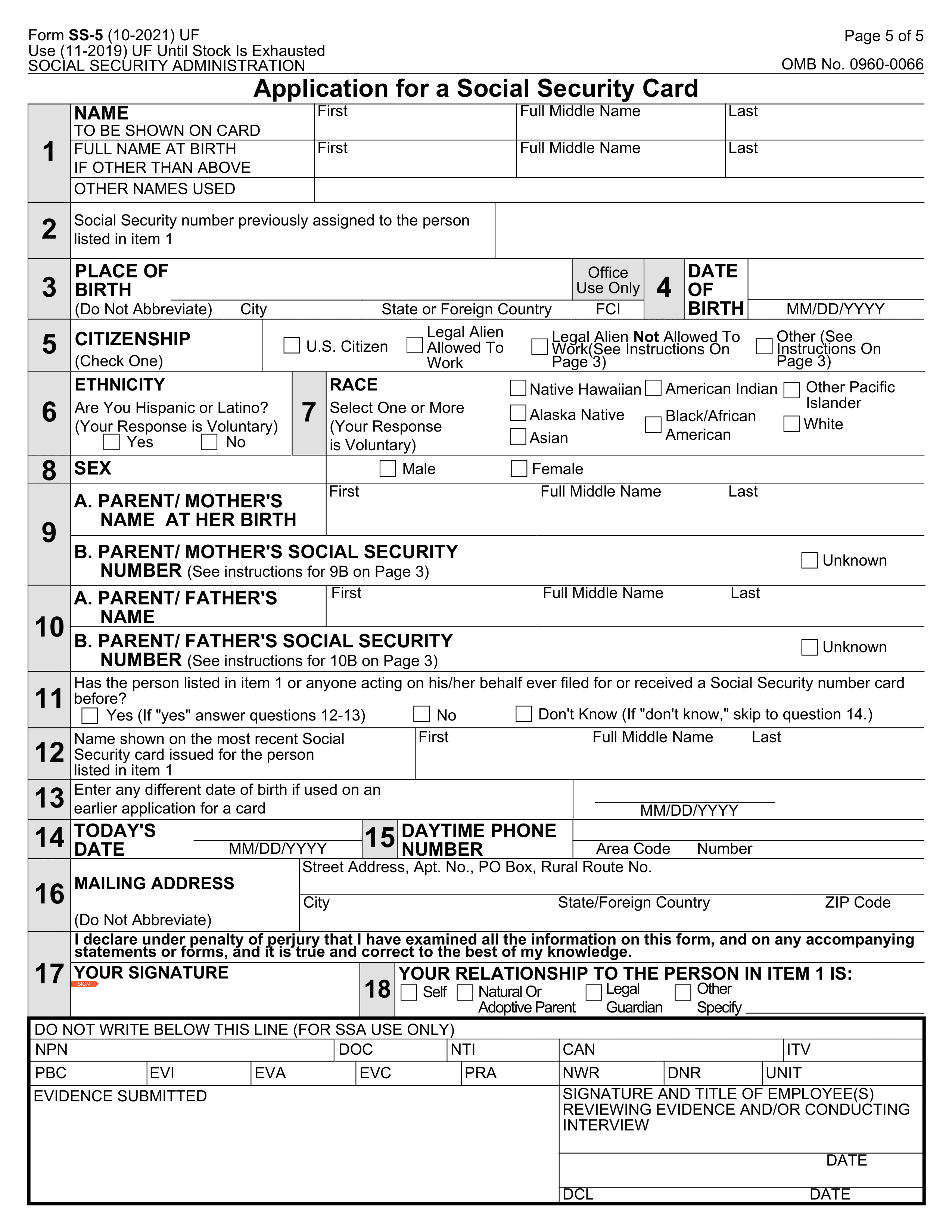 ss-5 form