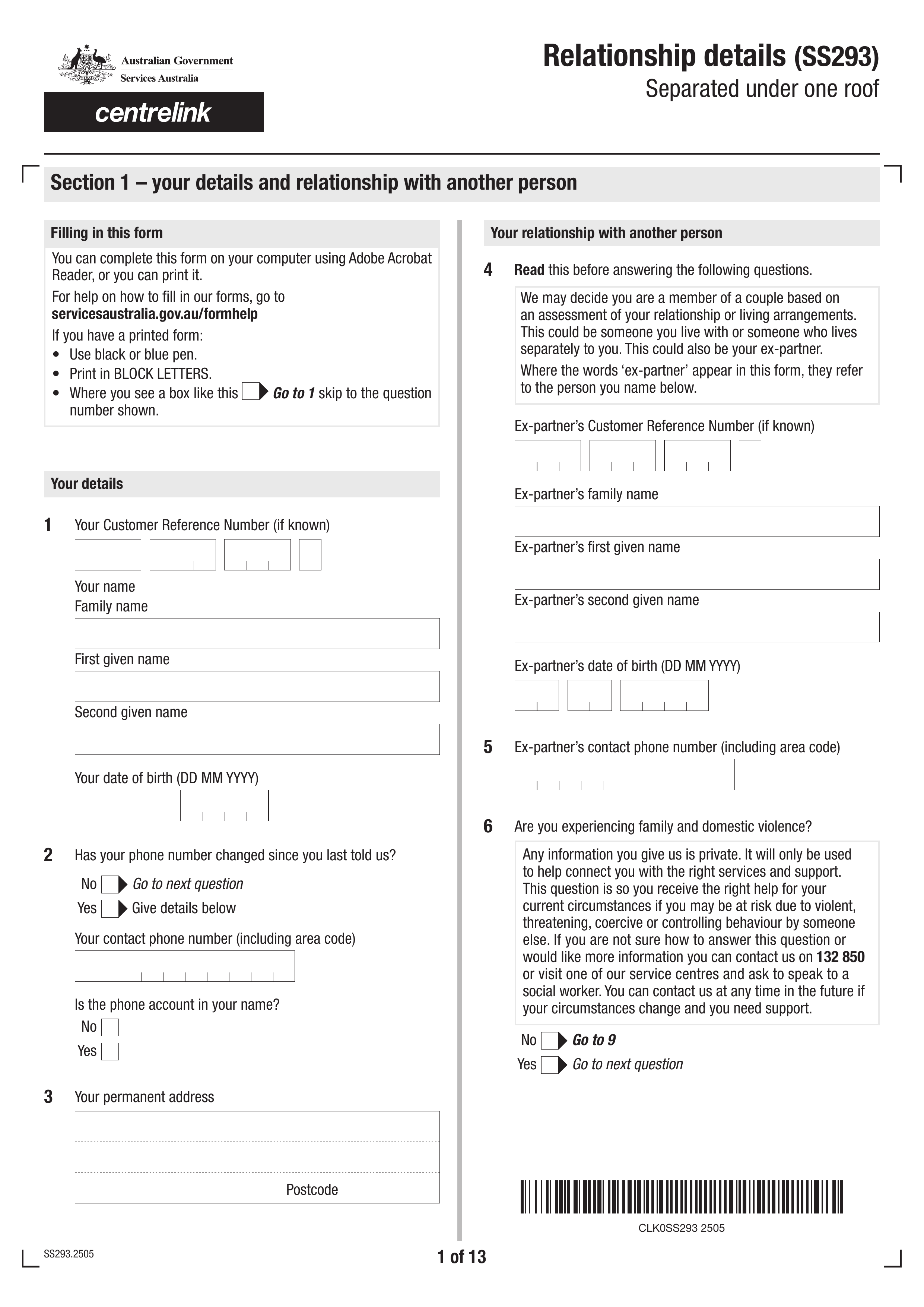 ss293 form