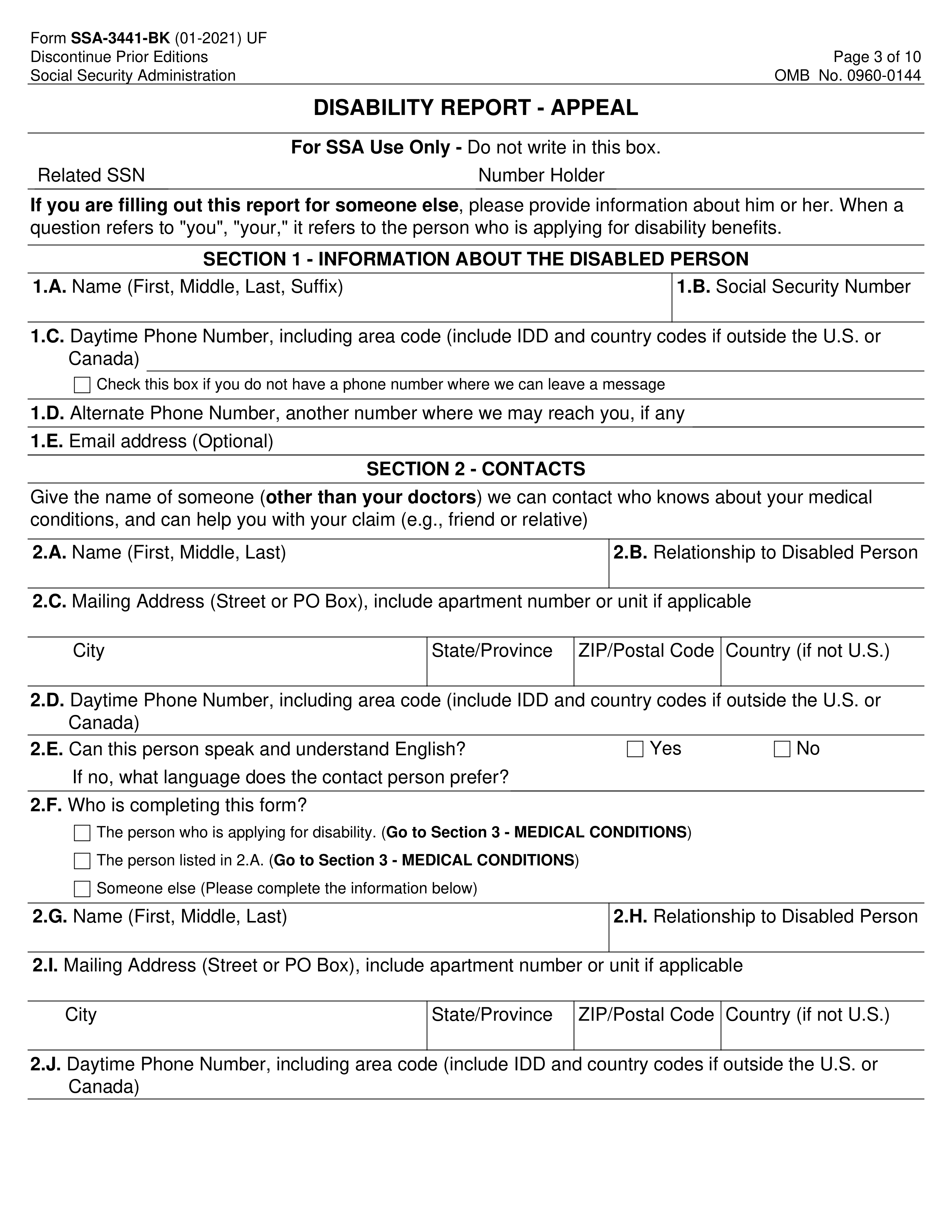 ssa-3441-bk form