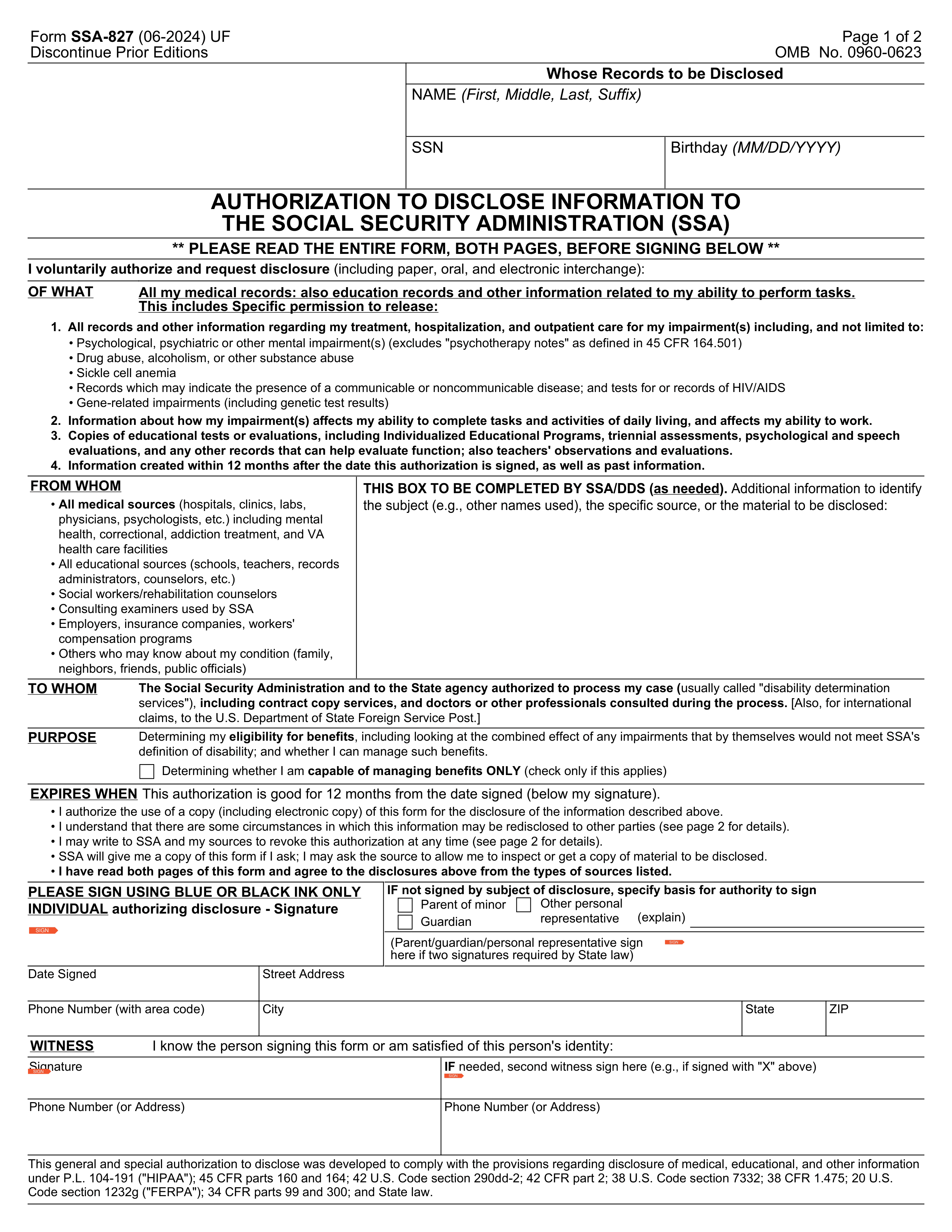 ssa-827 form