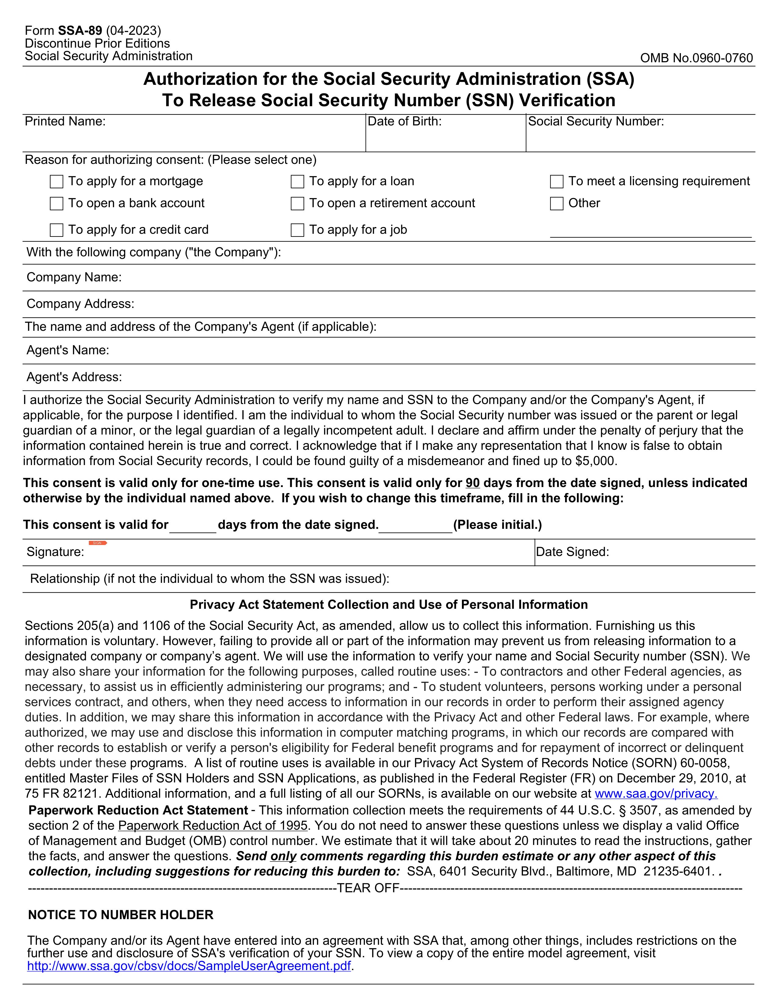 ssa-89 form