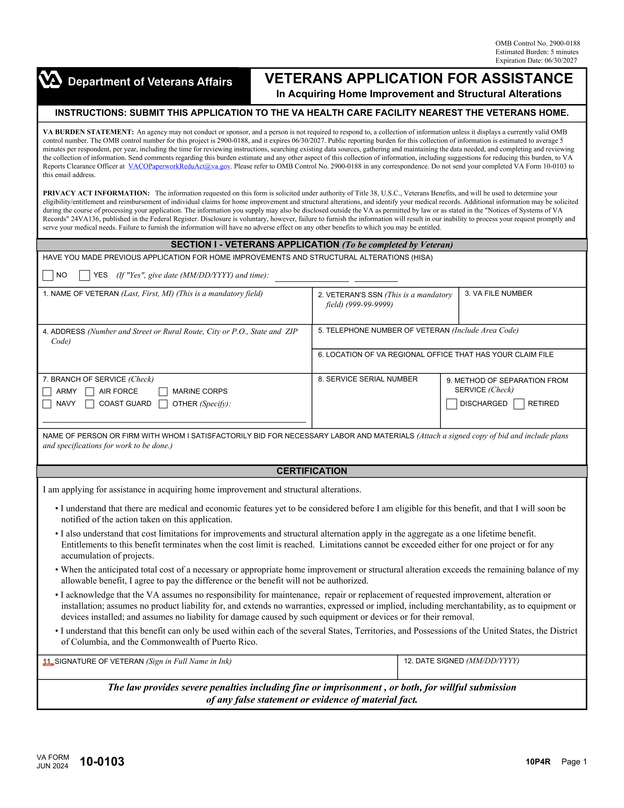 va-10-0103 form