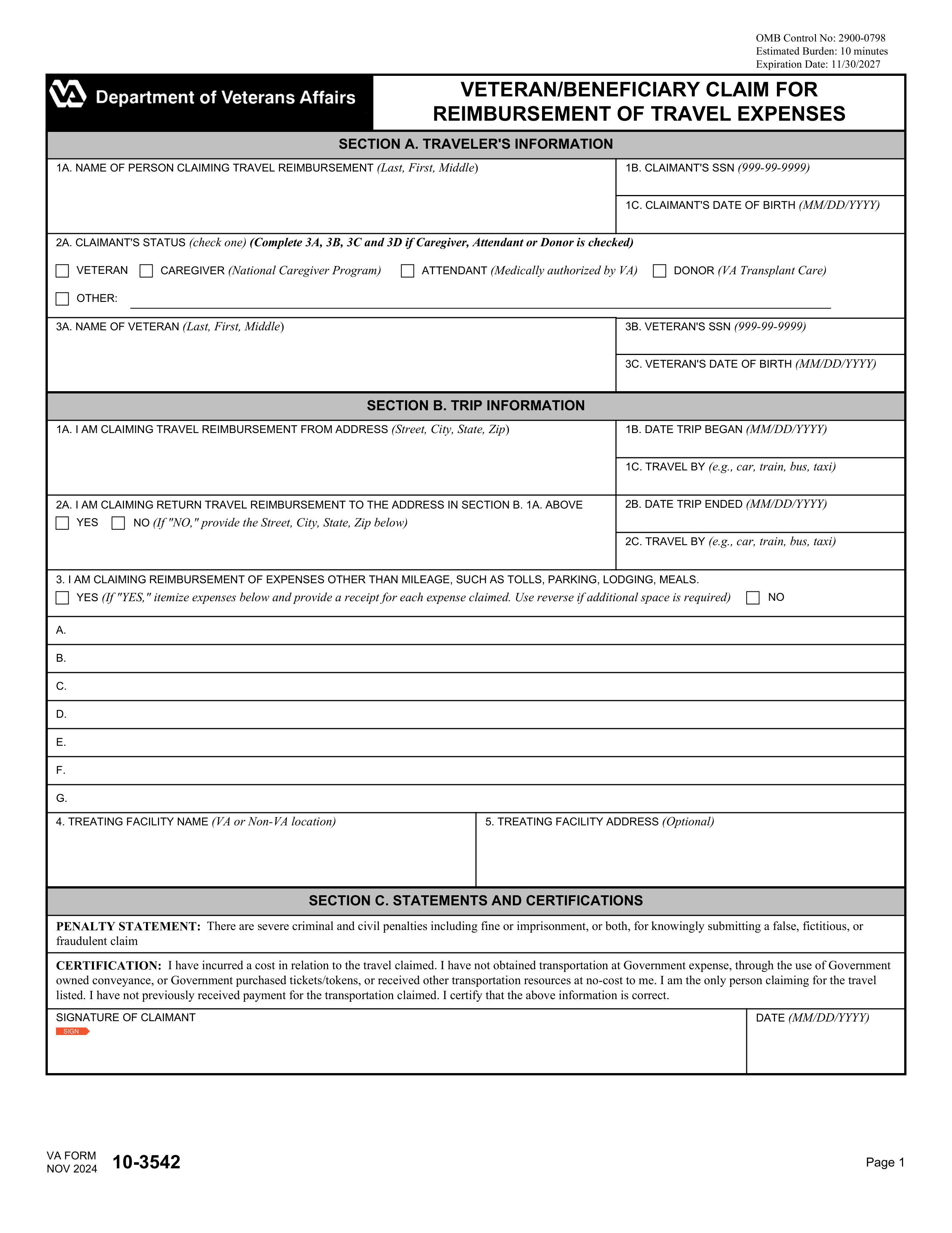 va-10-3542 form