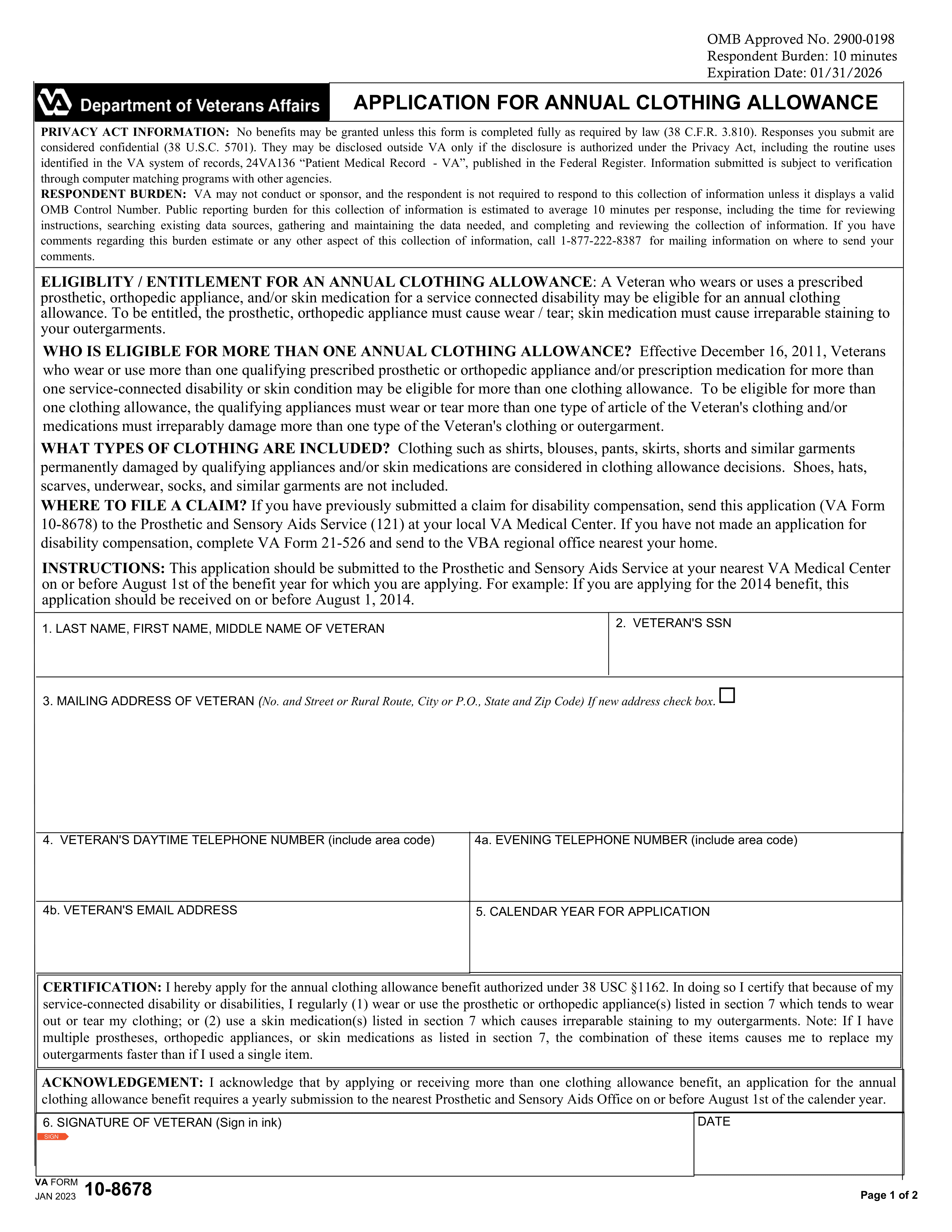 va-10-8678 form