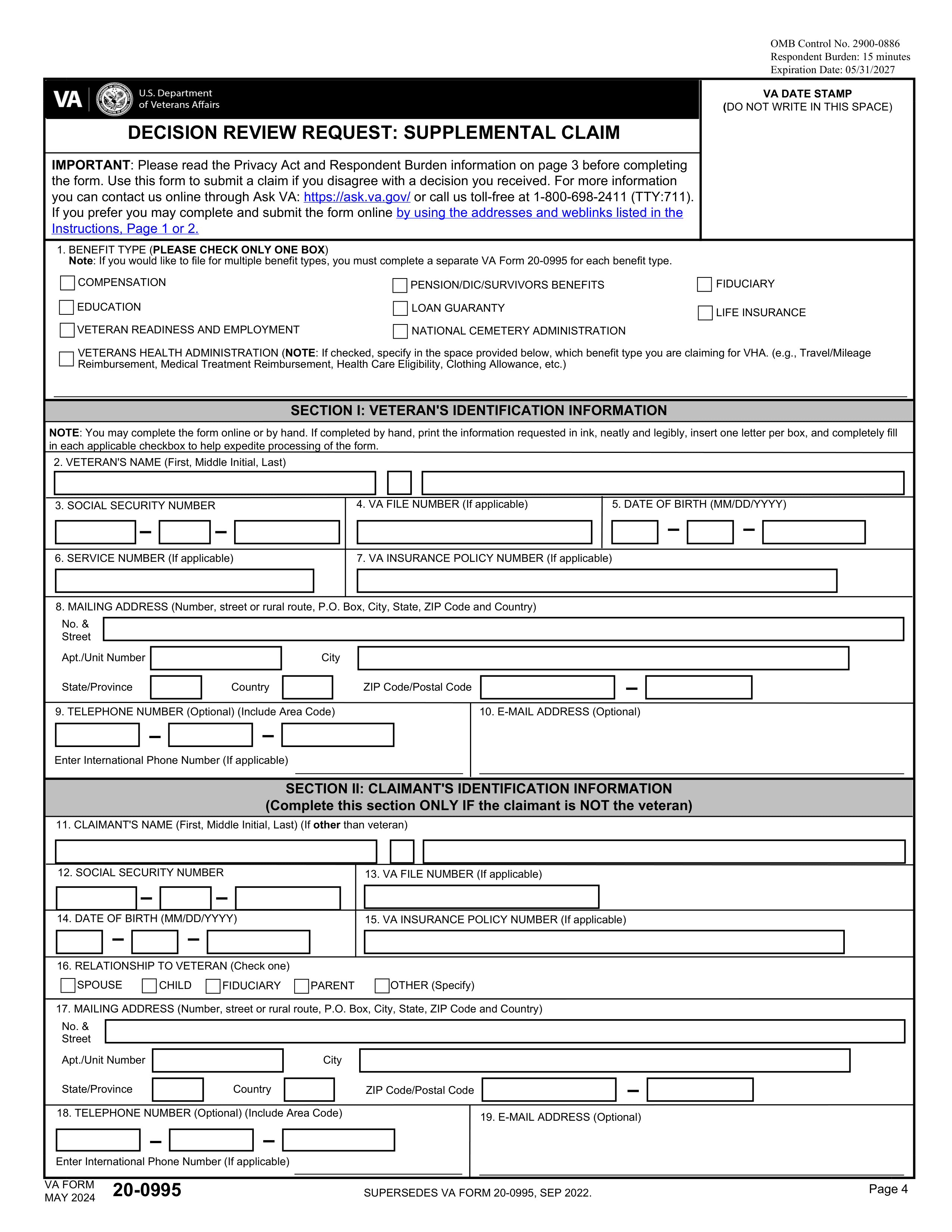 va-20-0995 form