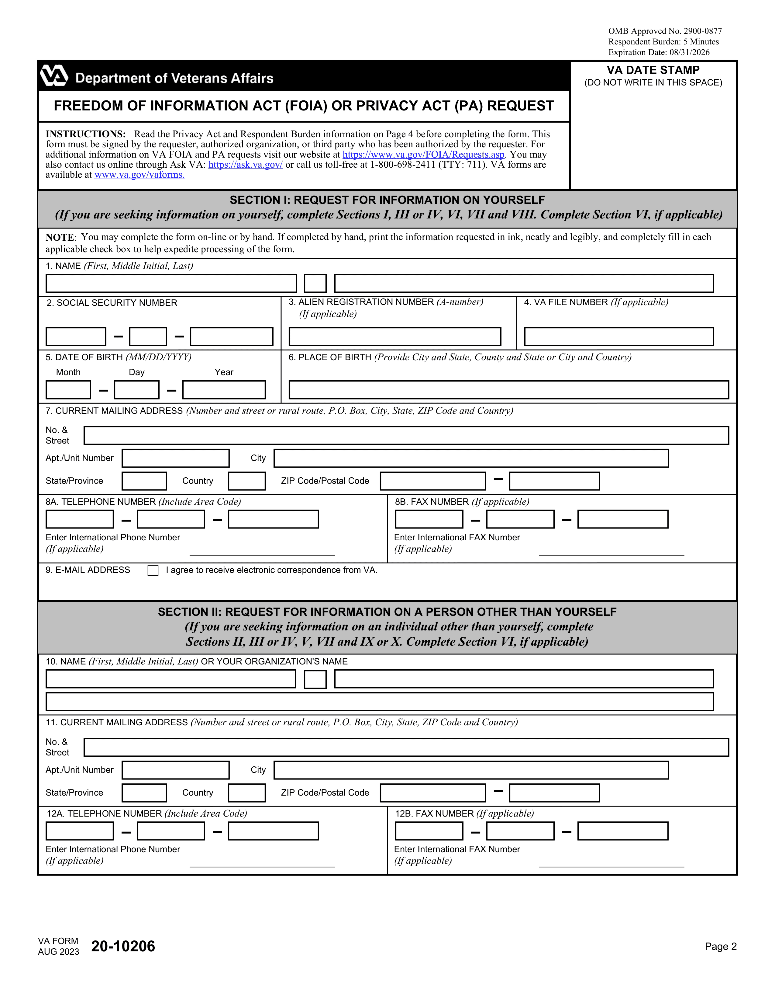 va-20-10206 form