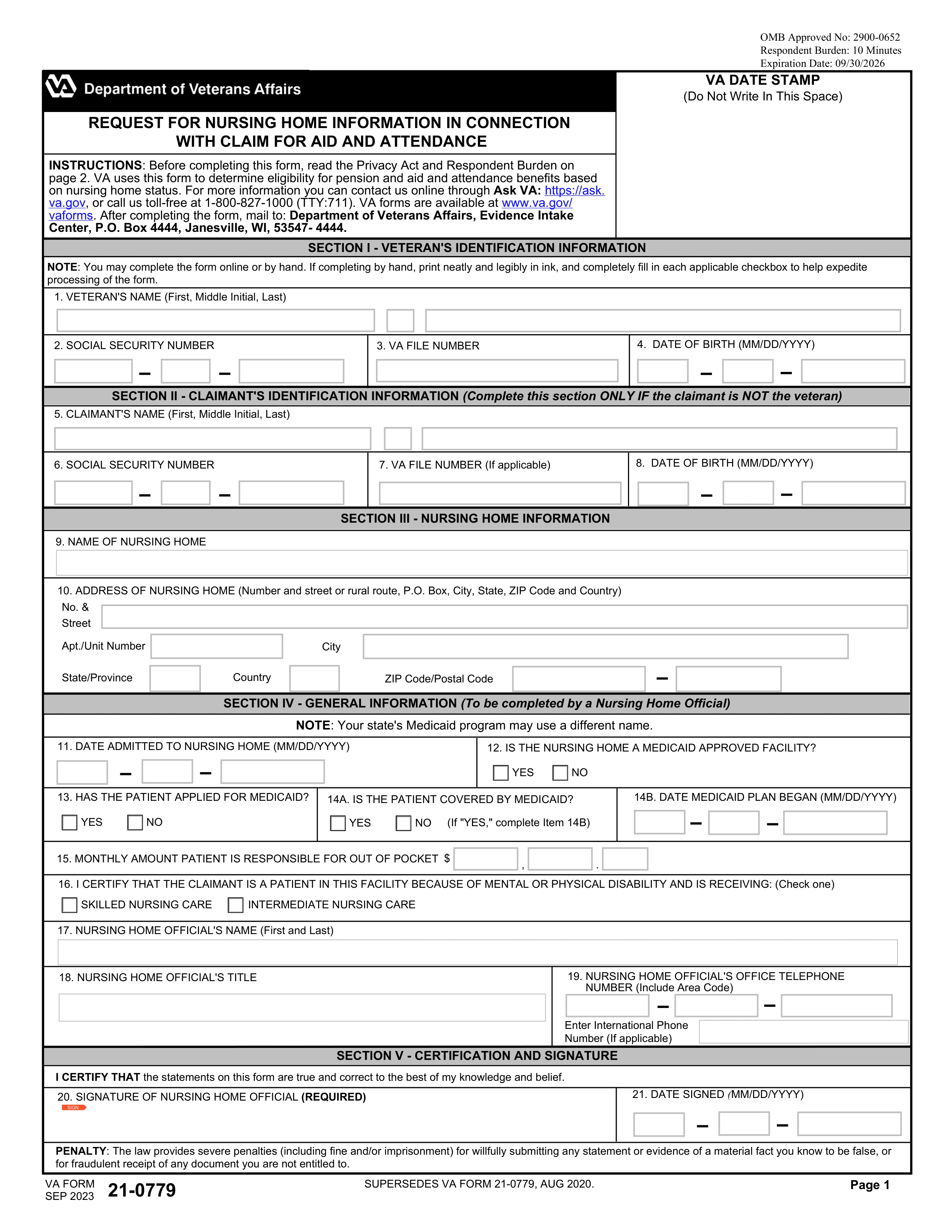 va-21-0779 form