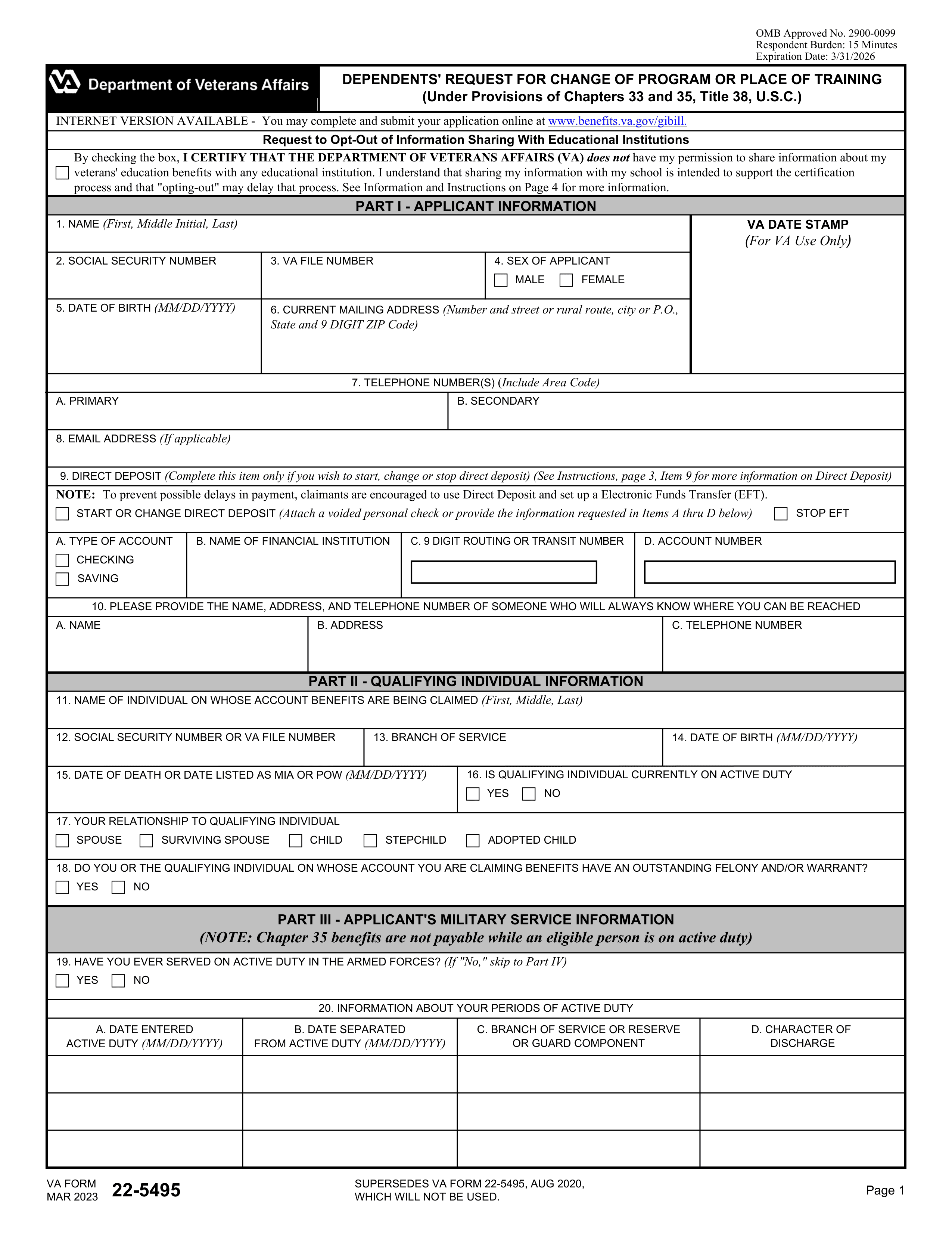 va-22-5495 form