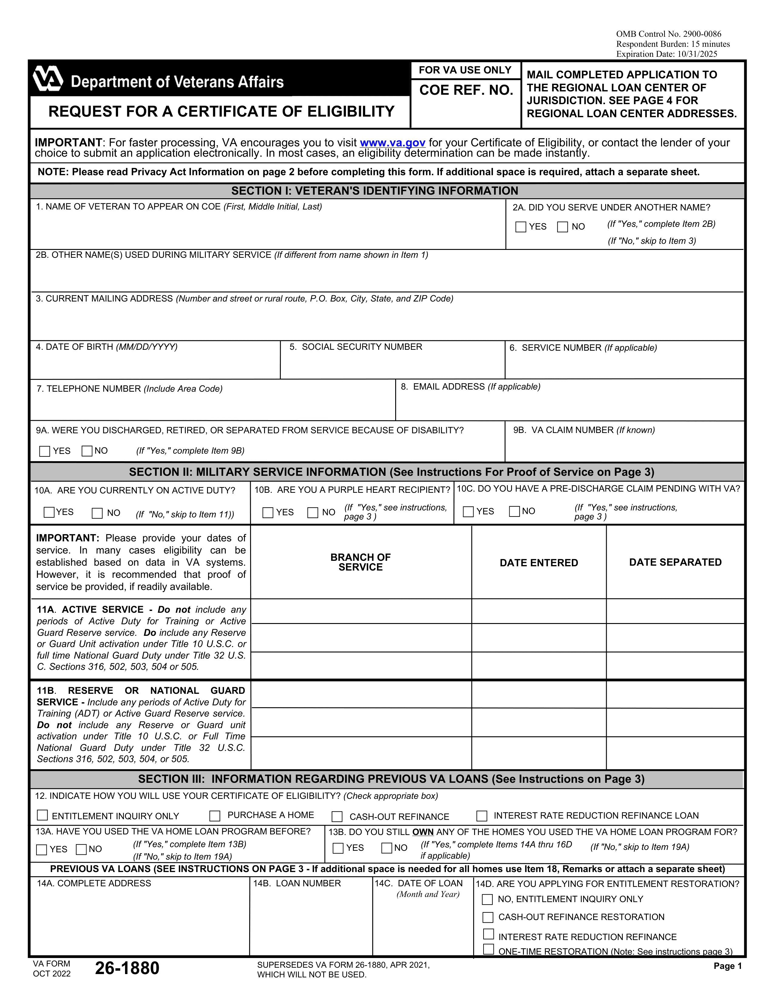 va-26-1880 form