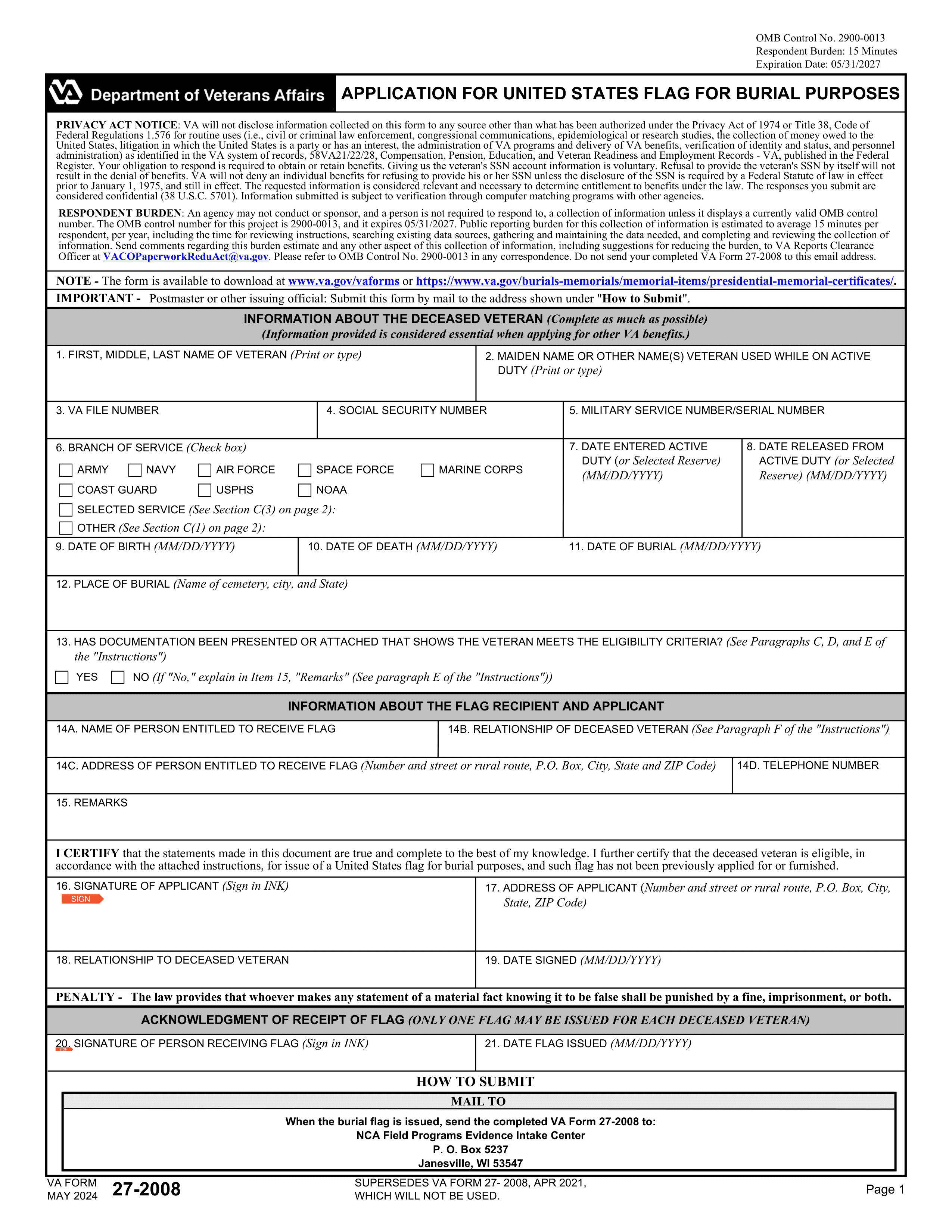 va-27-2008 form