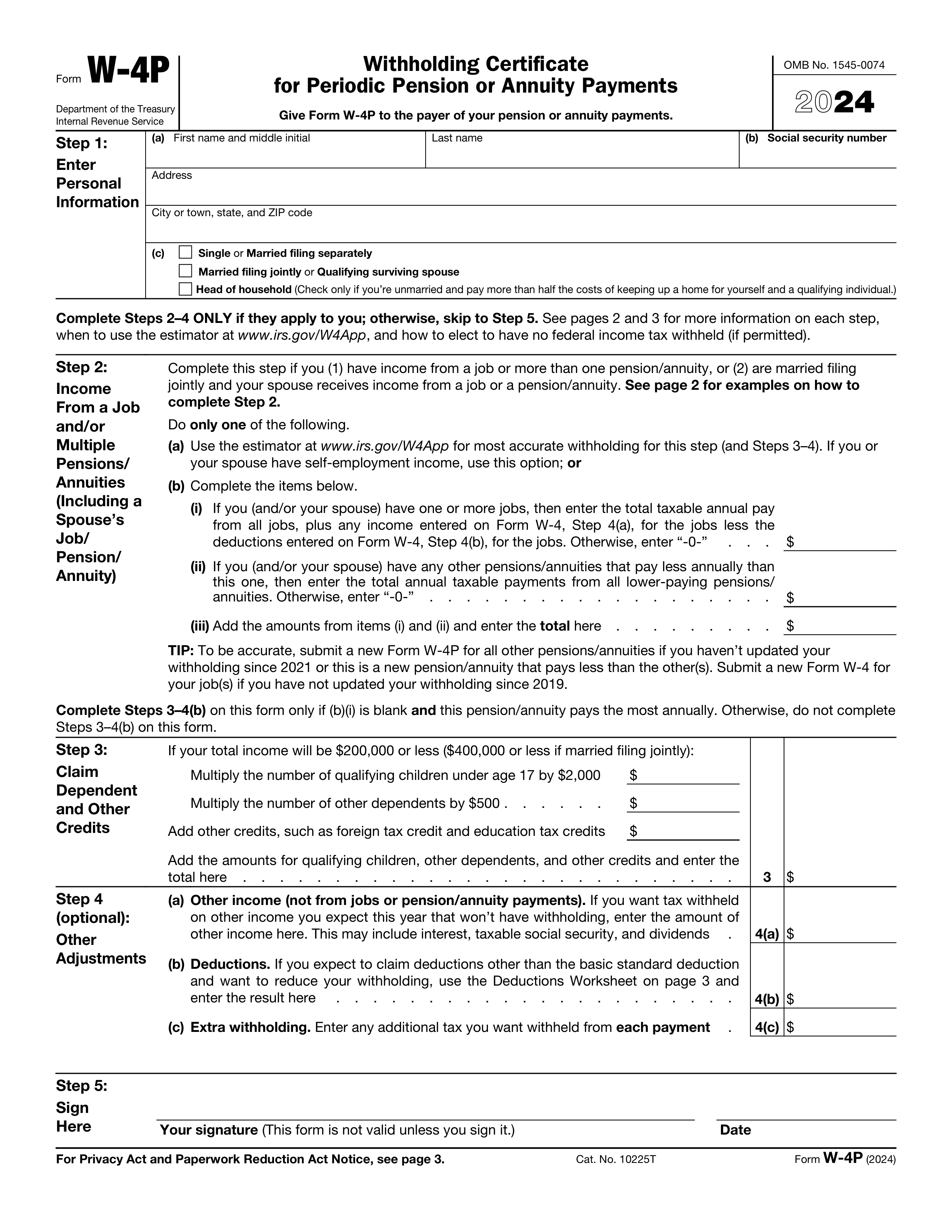 Form W-4P 2023-2024 - Fill Withholding Certificate - PDF Guru